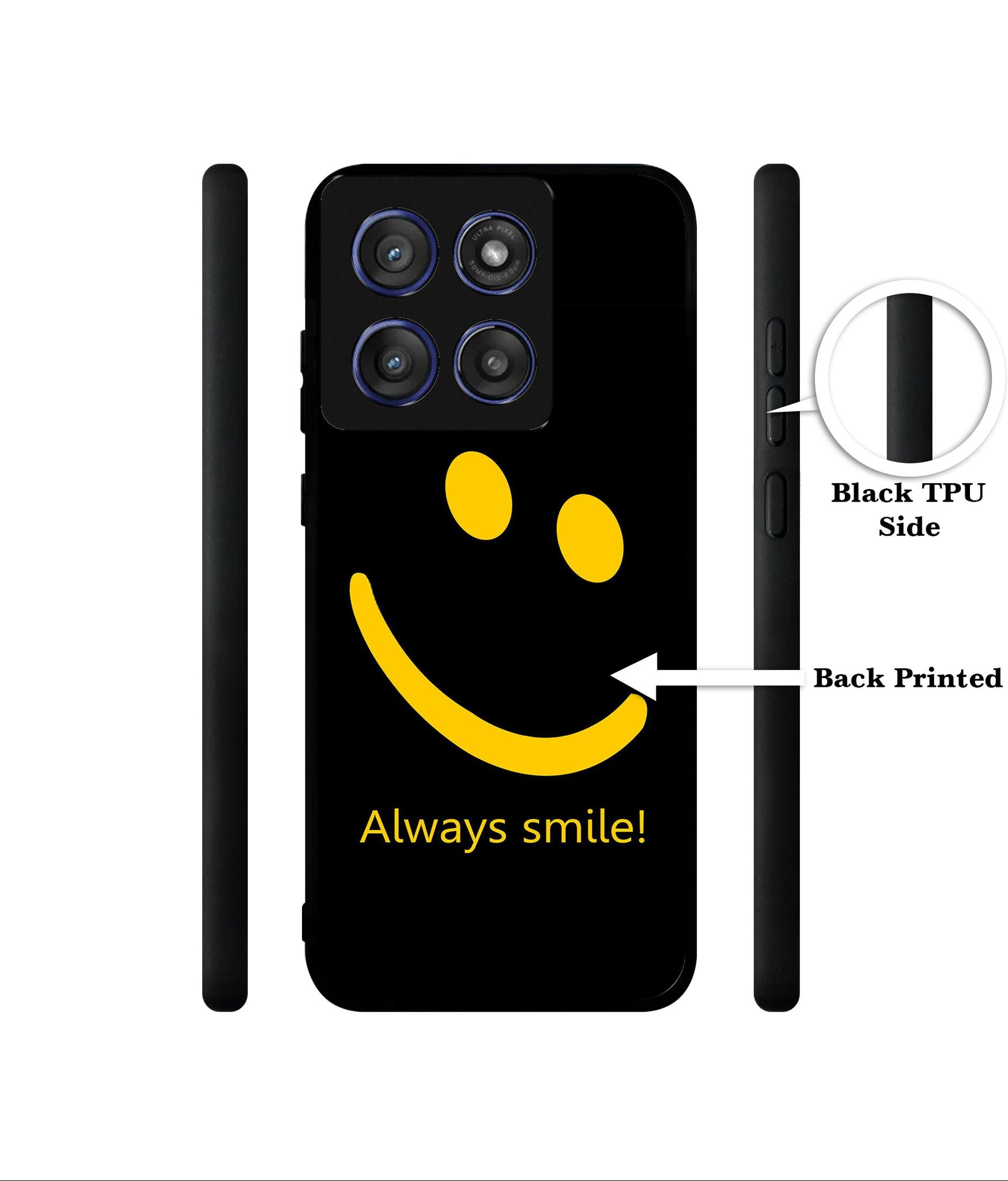 Always Smile Quote Designer 2D Printed Back Case Cover for Motorola Edge 60 Stylus 5G
