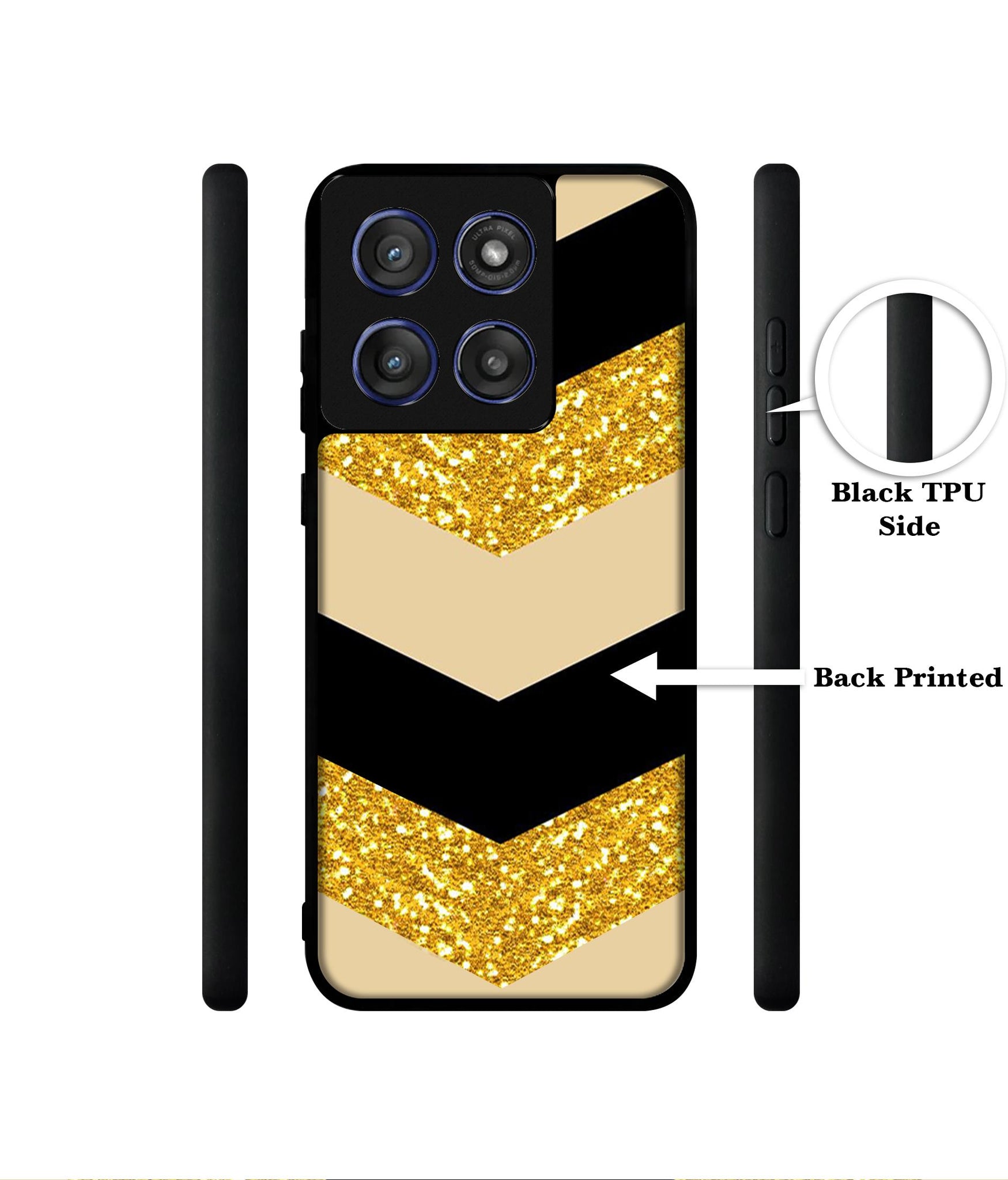Black & Gold Designer 2D Printed Back Case Cover for Motorola Edge 60 Stylus 5G