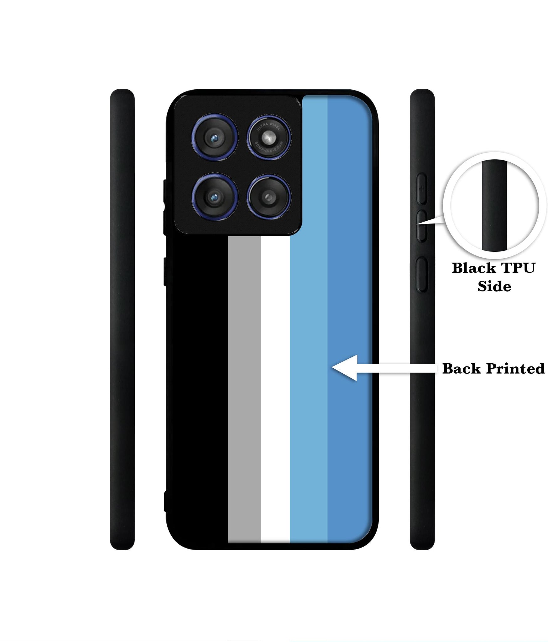 White and Blue Lines Designer 2D Printed Back Case Cover for Motorola Edge 60 Stylus 5G