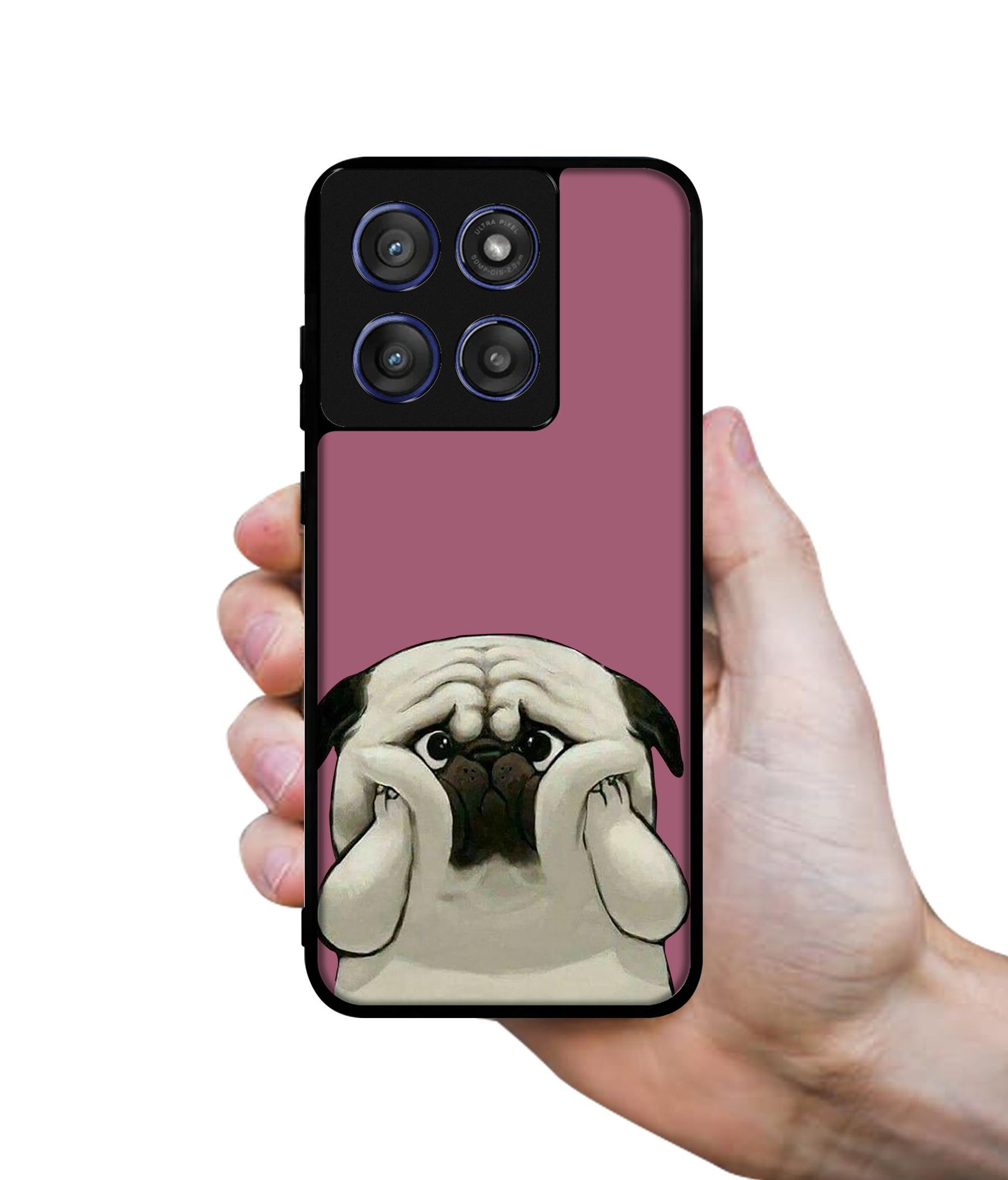 Cute Pug Holding Big Cheeks Designer 2D Printed Back Case Cover for Motorola Edge 60 Stylus 5G