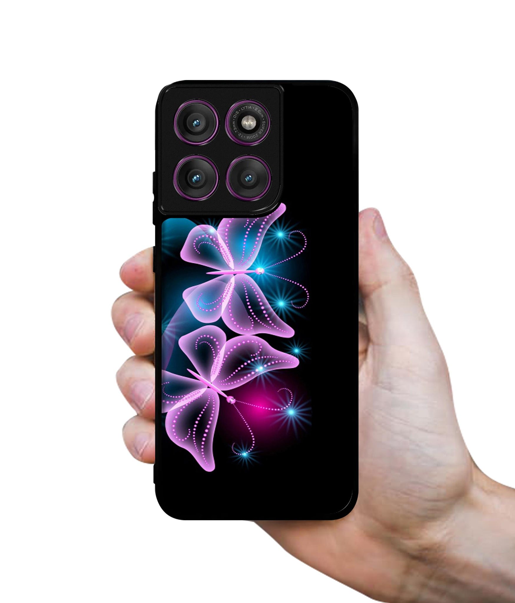 Butterflies Neon Light Designer 2D Printed Back Case Cover for Motorola Moto Edge 60 Pro 5G