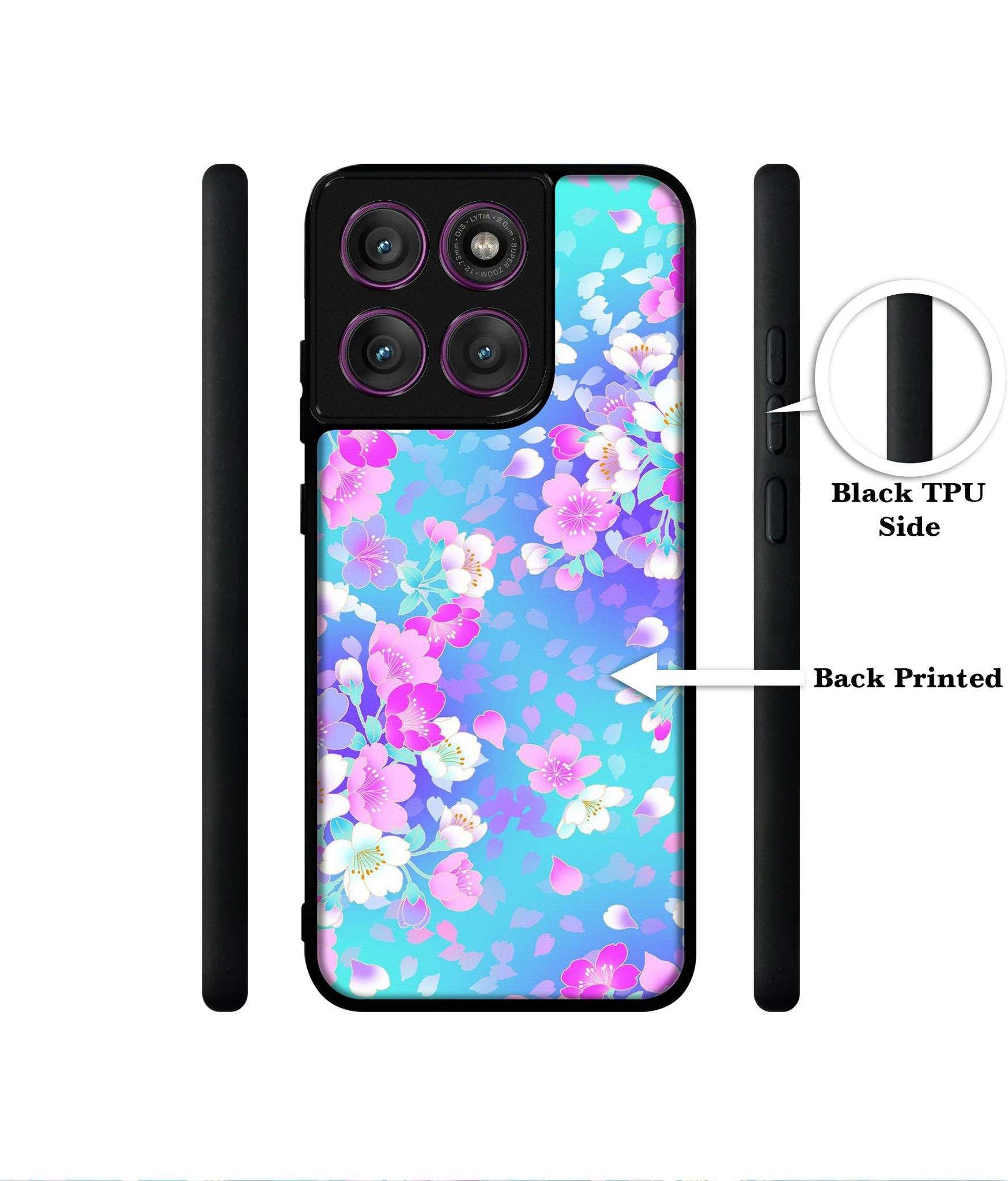 Floral Blue Pattern Designer 2D Printed Back Case Cover for Motorola Moto Edge 60 Pro 5G