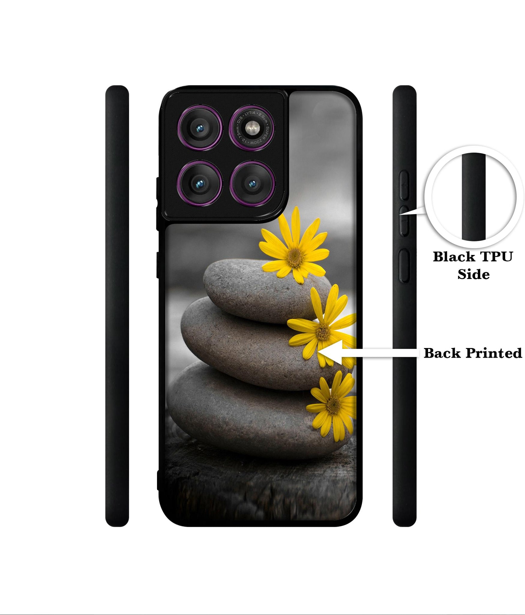 Stones And Flower Designer 2D Printed Back Case Cover for Motorola Moto Edge 60 Pro 5G