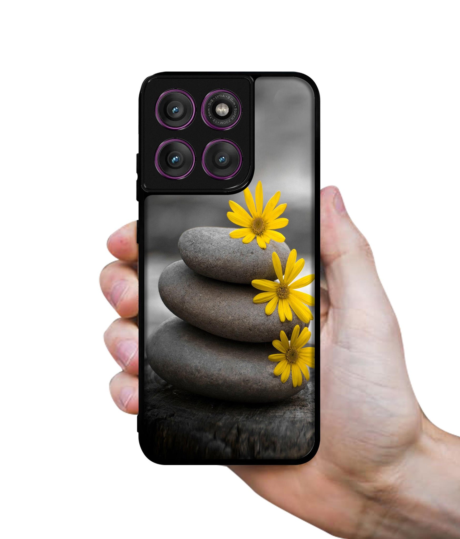 Stones And Flower Designer 2D Printed Back Case Cover for Motorola Moto Edge 60 Pro 5G