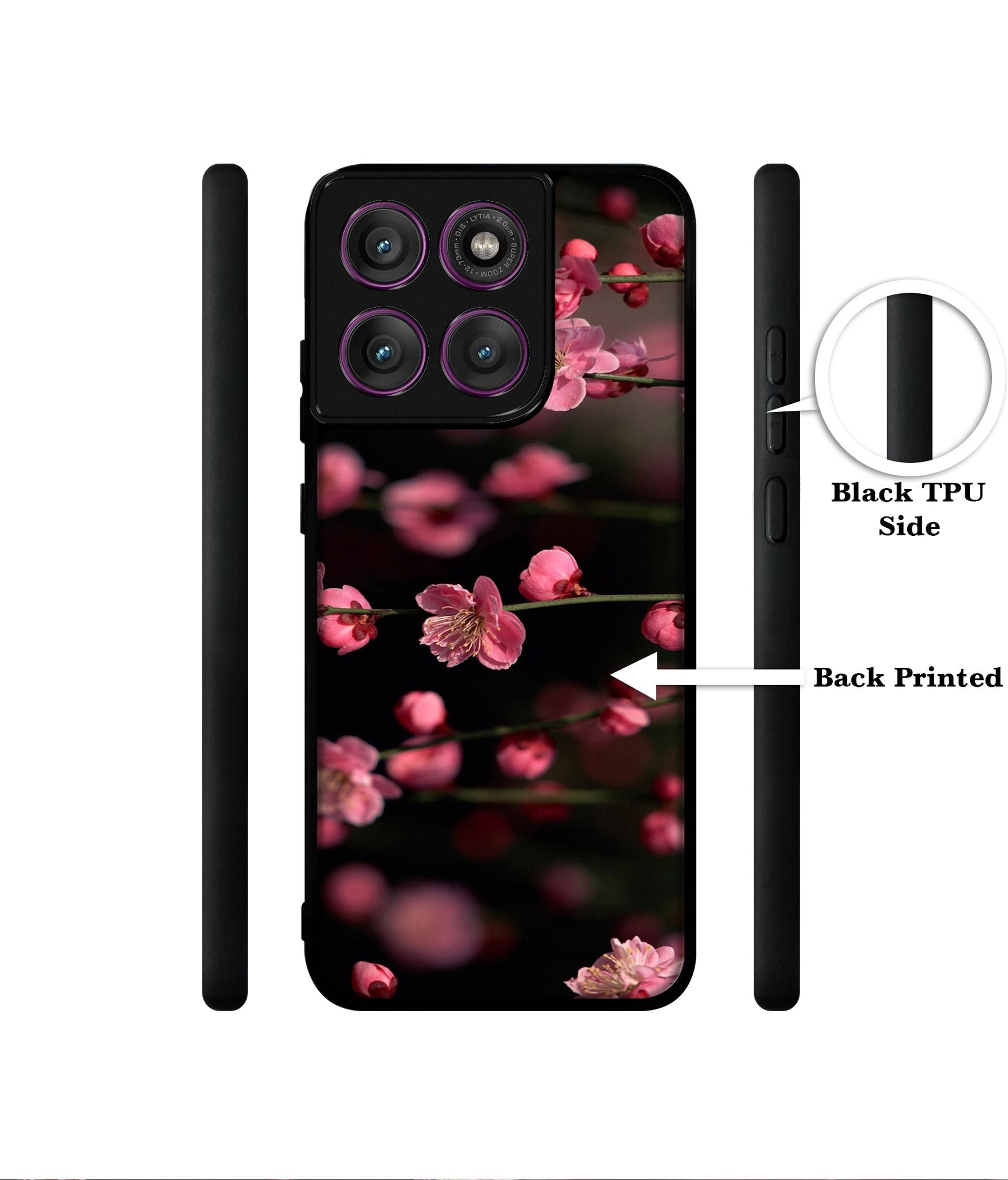 Pink Flowers Designer 2D Printed Back Case Cover for Motorola Moto Edge 60 Pro 5G