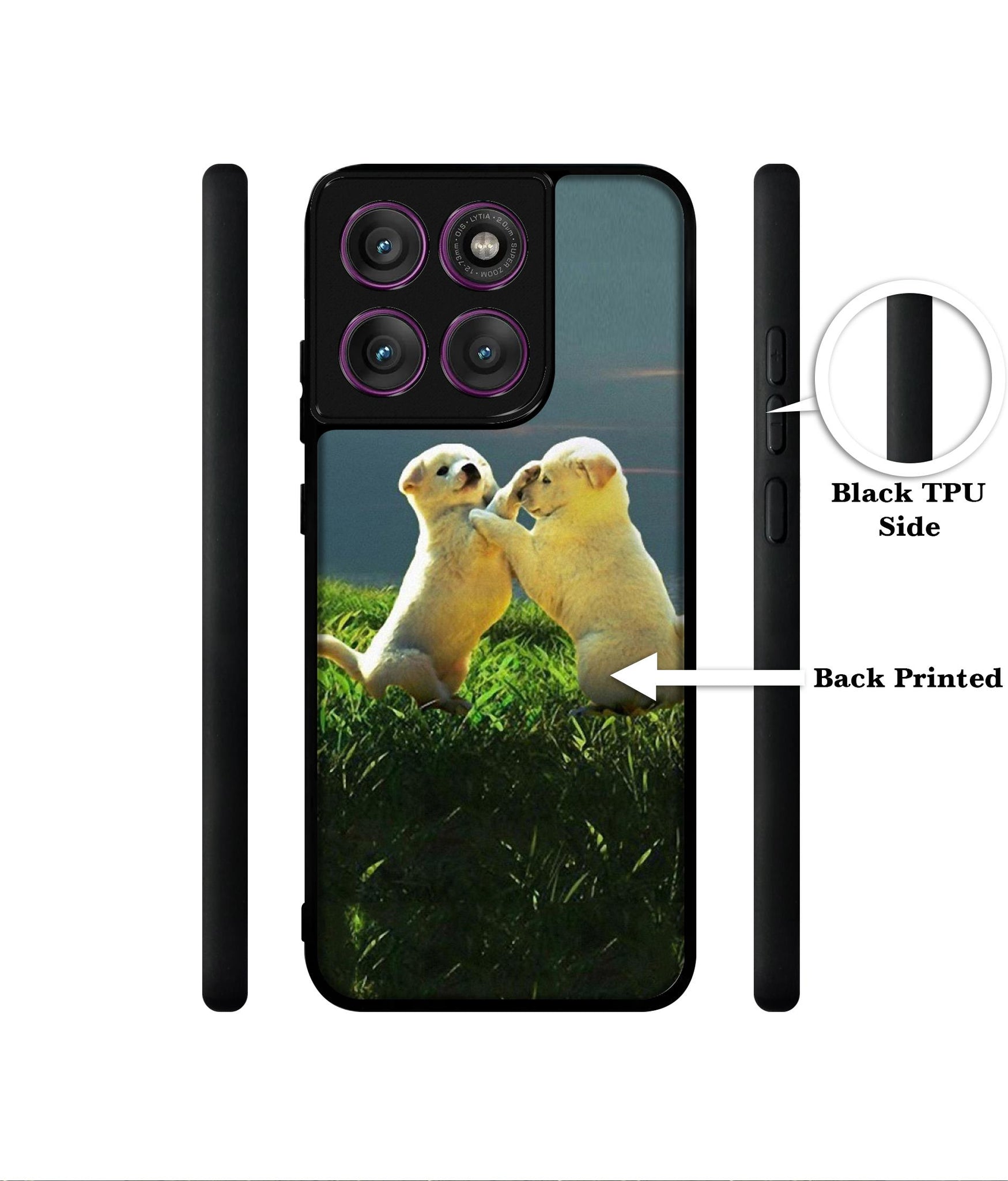 Puppy Couple Sunset Designer 2D Printed Back Case Cover for Motorola Moto Edge 60 Pro 5G