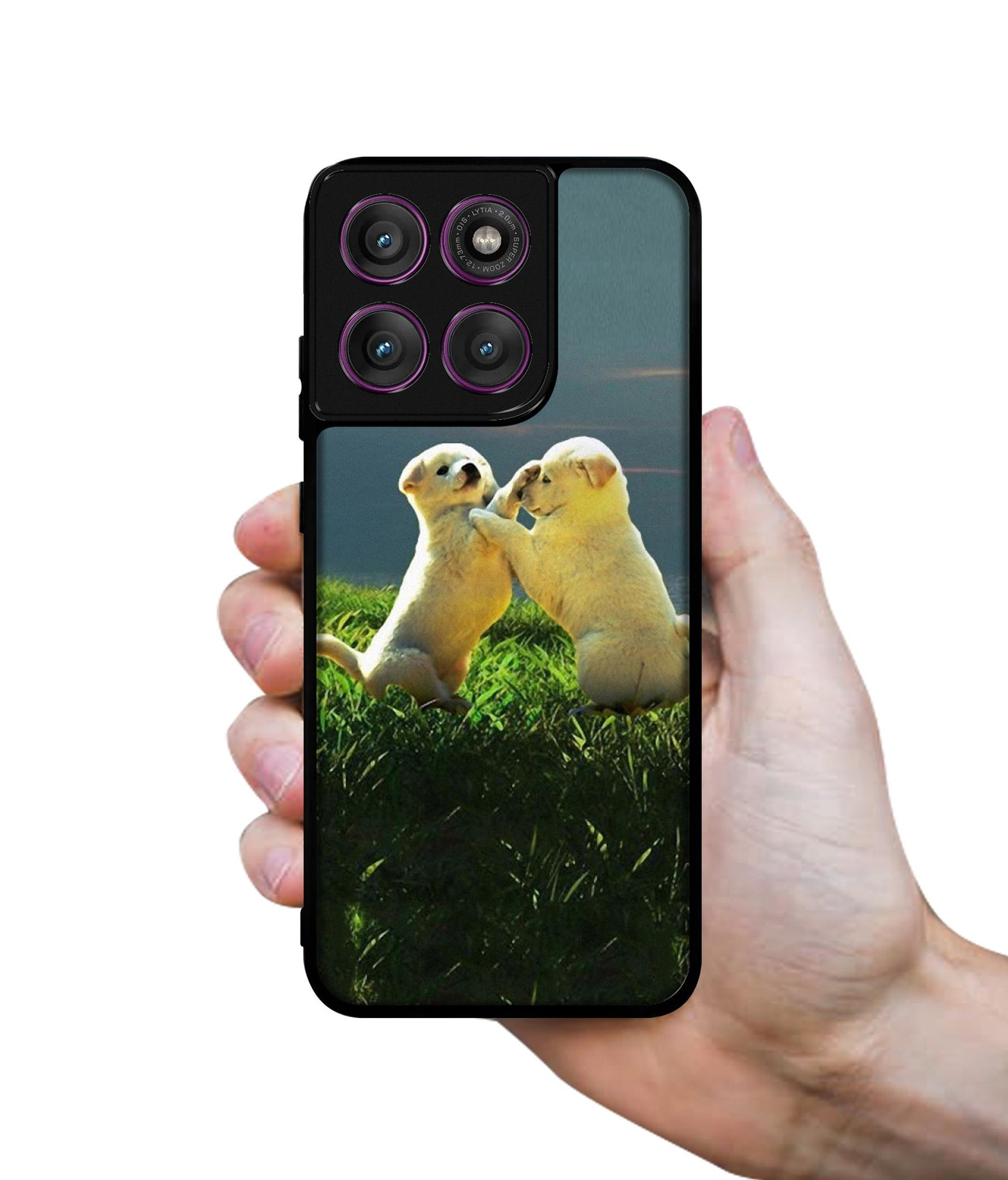 Puppy Couple Sunset Designer 2D Printed Back Case Cover for Motorola Moto Edge 60 Pro 5G