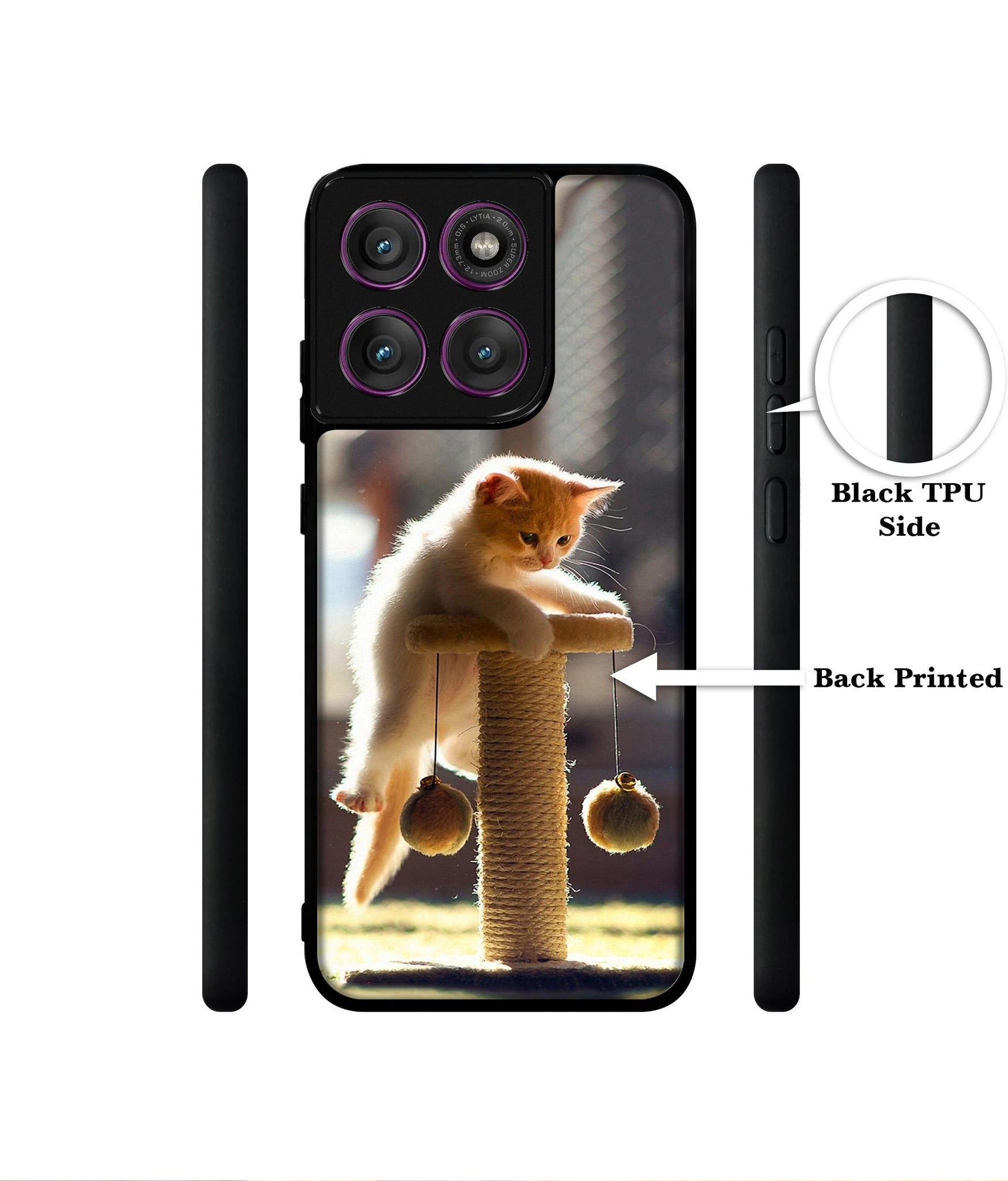 Cat Climbing Designer 2D Printed Back Case Cover for Motorola Moto Edge 60 Pro 5G