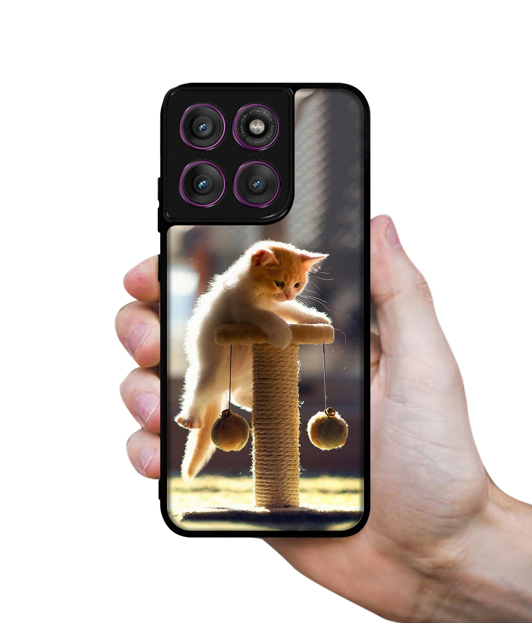 Cat Climbing Designer 2D Printed Back Case Cover for Motorola Moto Edge 60 Pro 5G