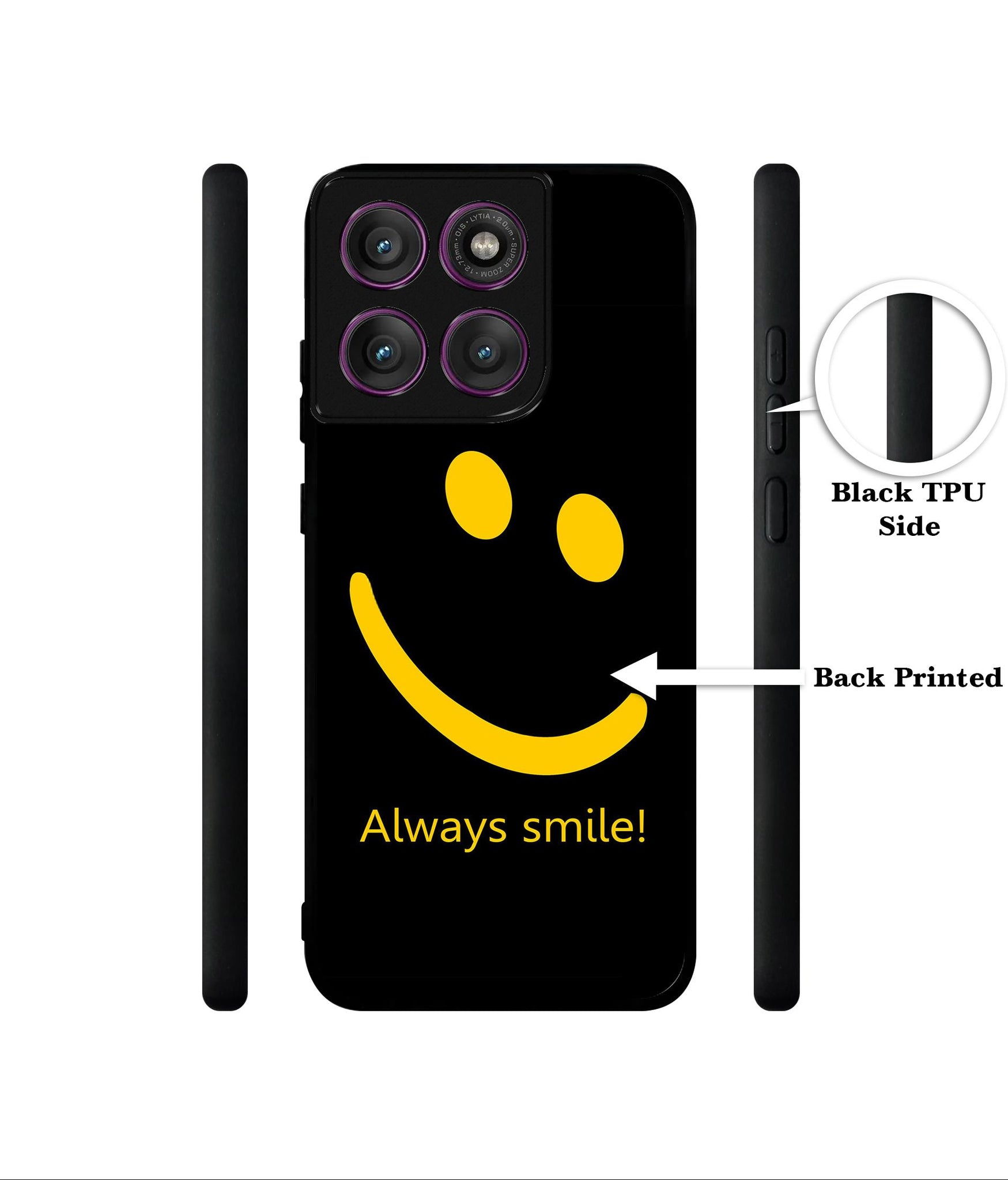 Always Smile Quote Designer 2D Printed Back Case Cover for Motorola Moto Edge 60 Pro 5G