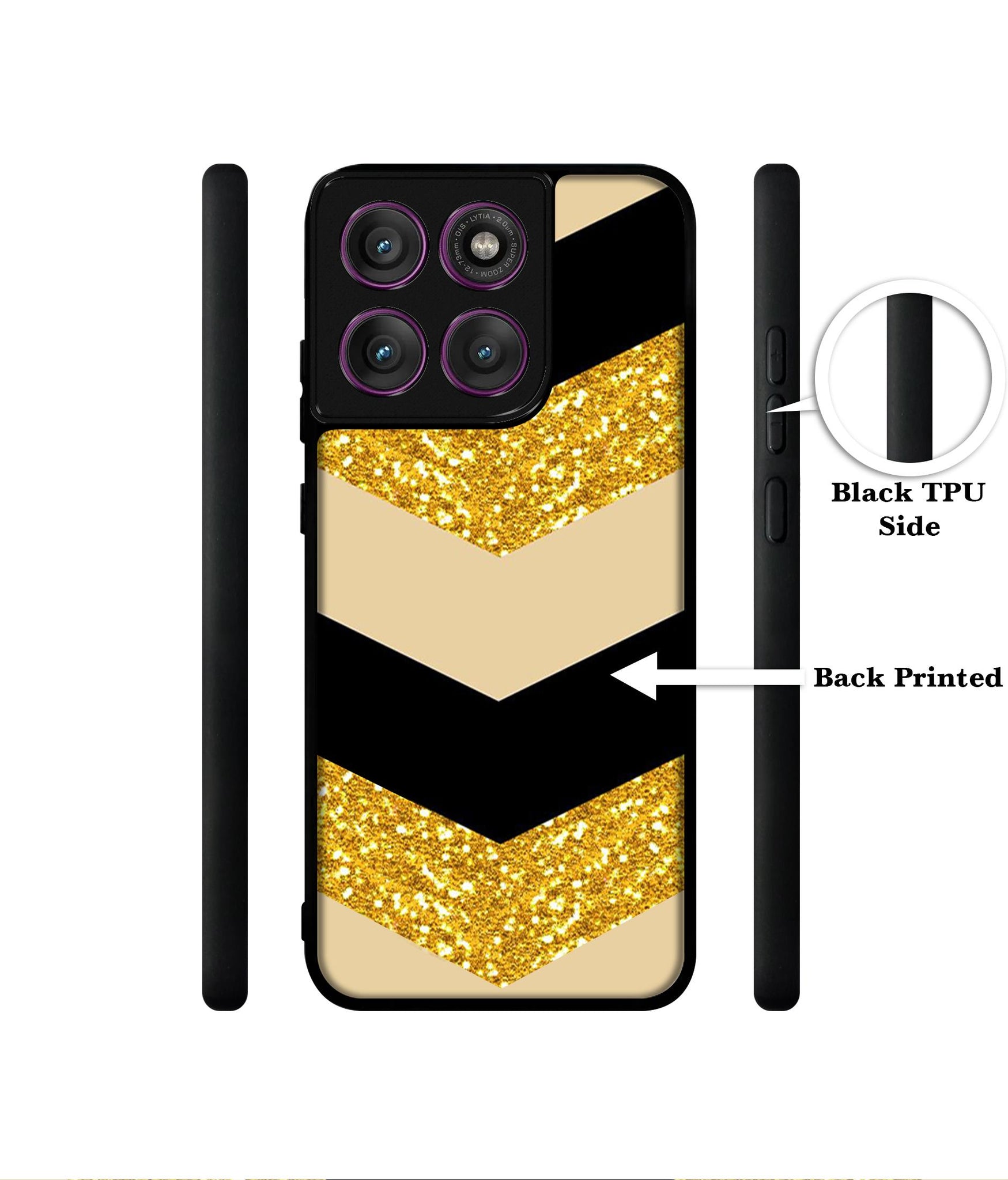 Black & Gold Designer 2D Printed Back Case Cover for Motorola Moto Edge 60 Pro 5G