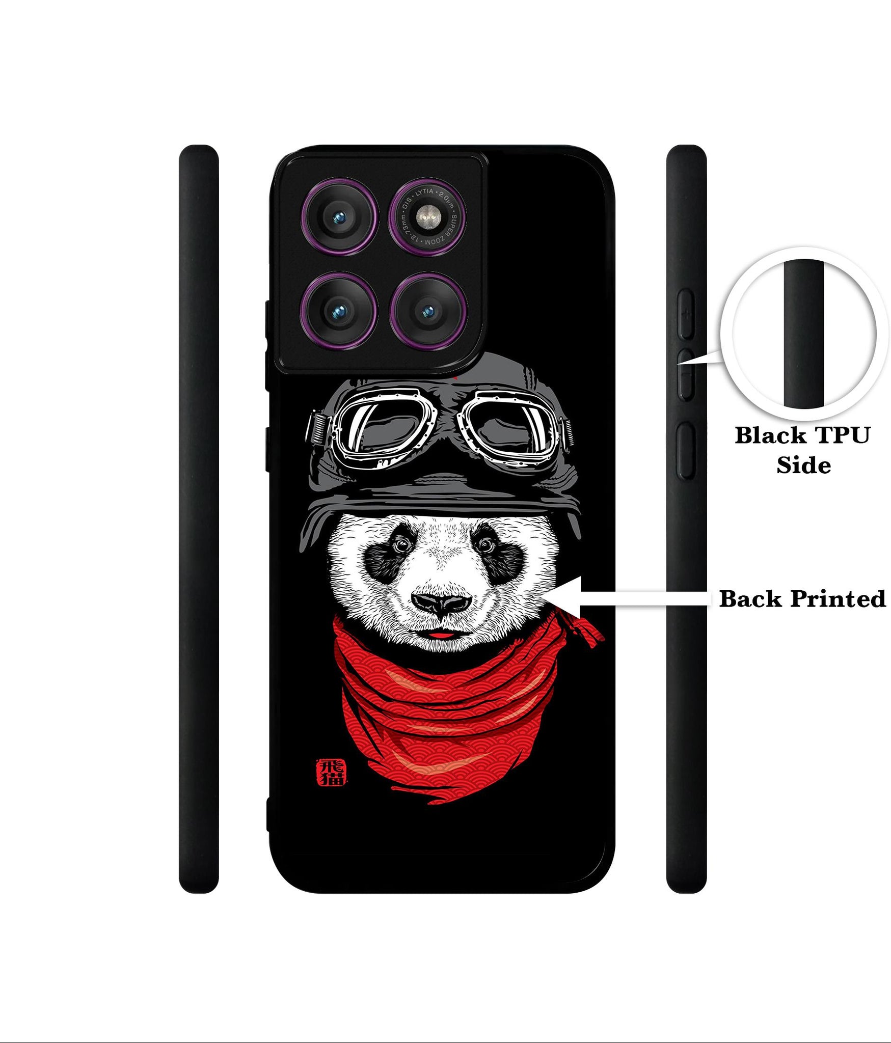 Biker Panda Designer 2D Printed Back Case Cover for Motorola Moto Edge 60 Pro 5G