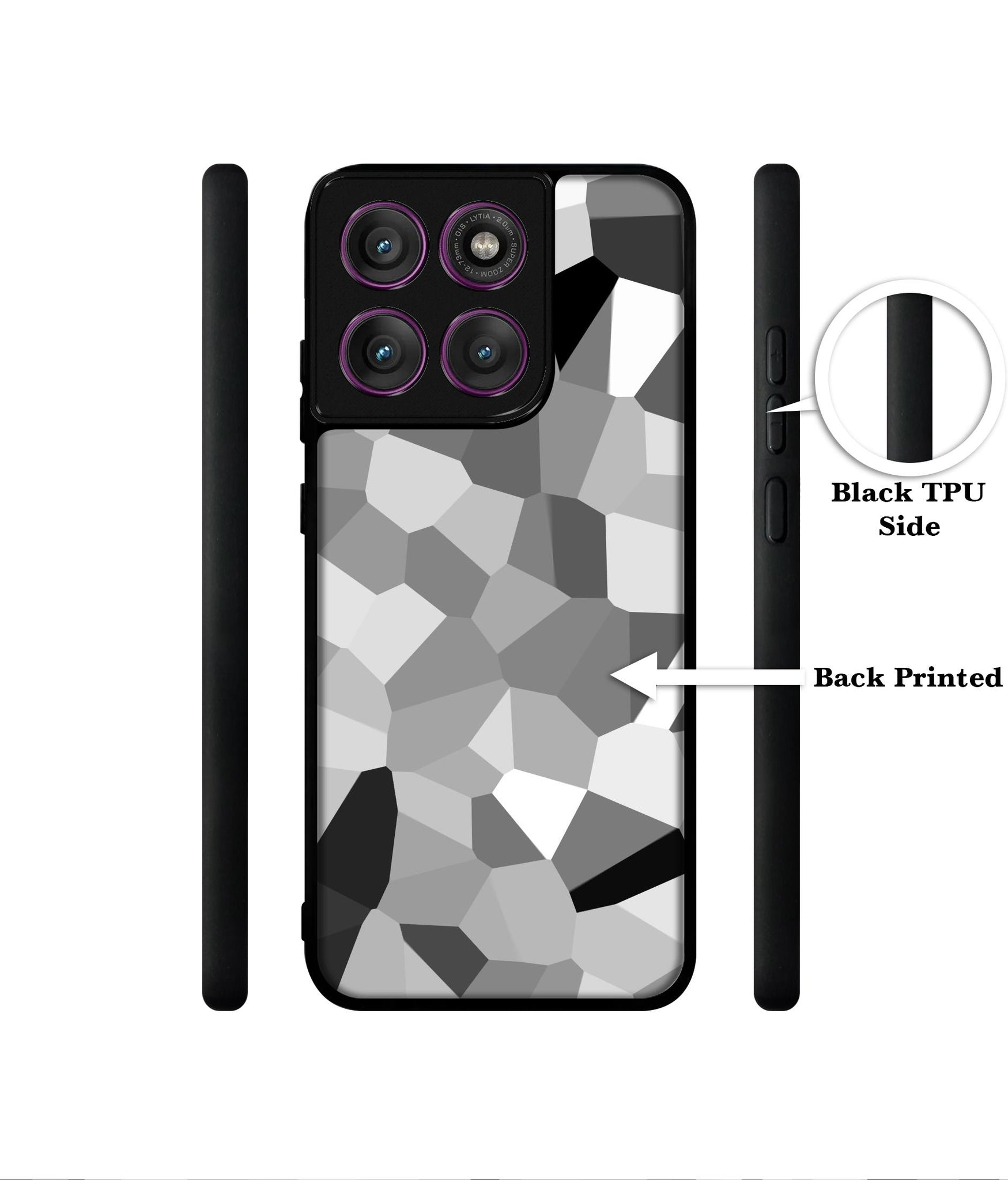 Black & White Mathematical Shape Designer 2D Printed Back Case Cover for Motorola Moto Edge 60 Pro 5G