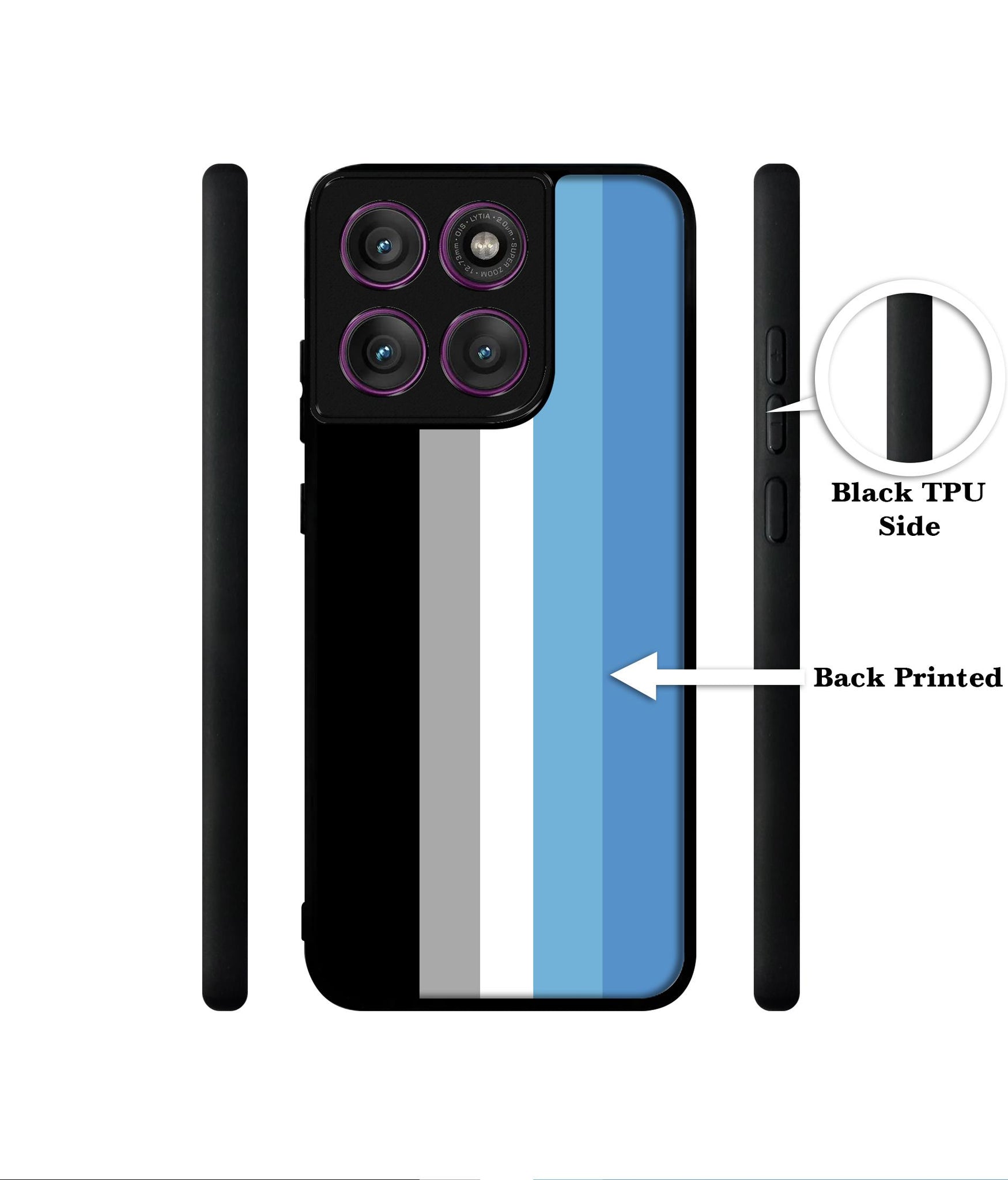 White and Blue Lines Designer 2D Printed Back Case Cover for Motorola Moto Edge 60 Pro 5G