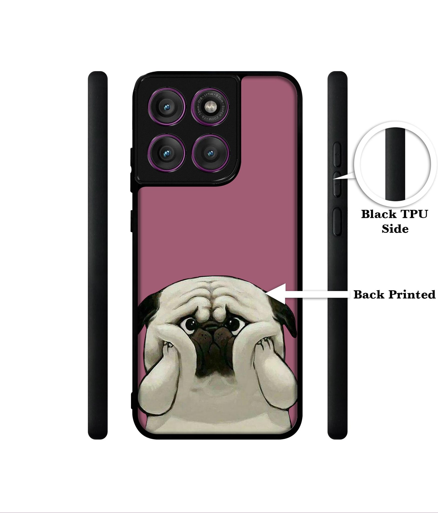 Cute Pug Holding Big Cheeks Designer 2D Printed Back Case Cover for Motorola Moto Edge 60 Pro 5G