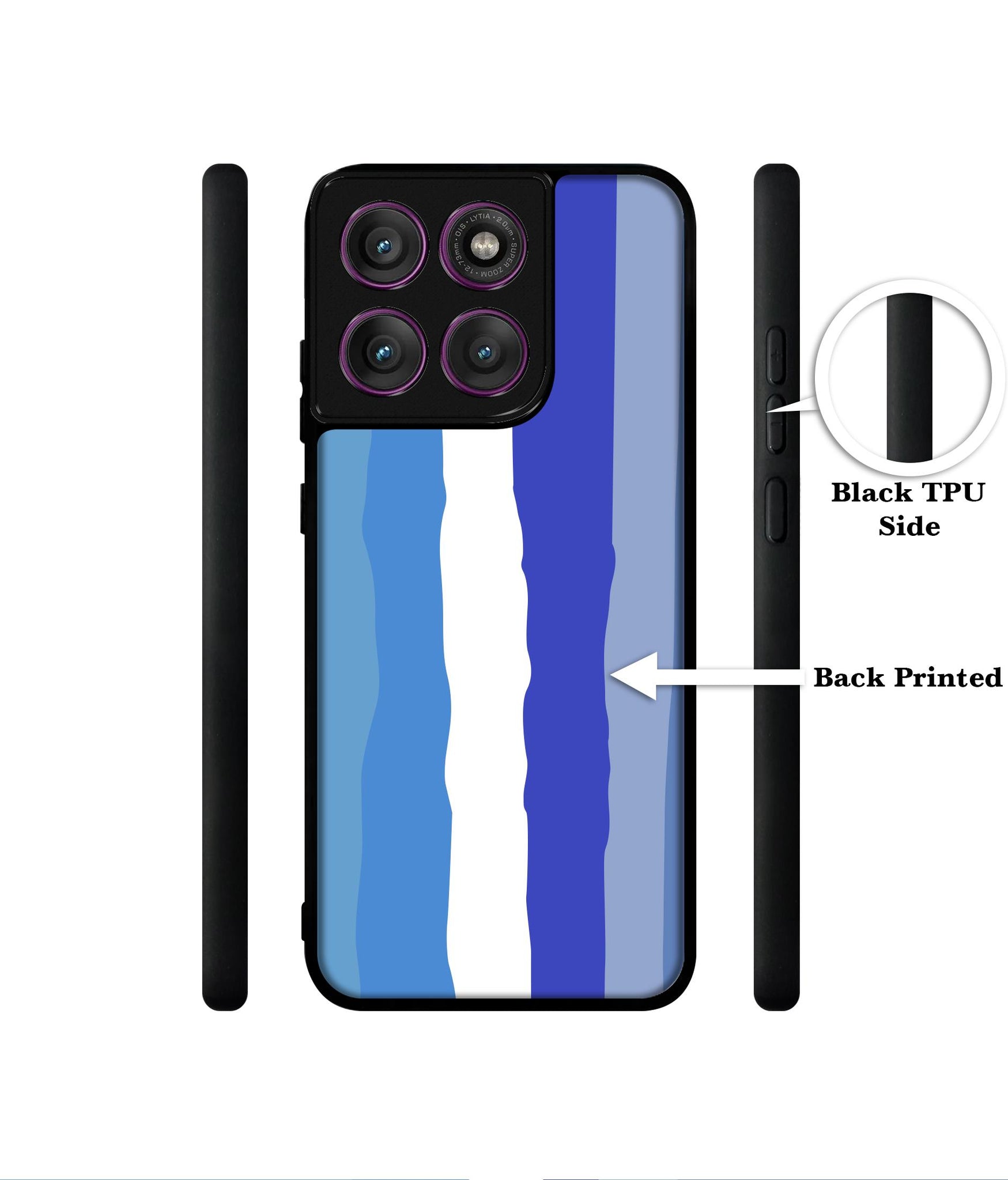Blue Stripes Rainbow Designer 2D Printed Back Case Cover for Motorola Moto Edge 60 Pro 5G