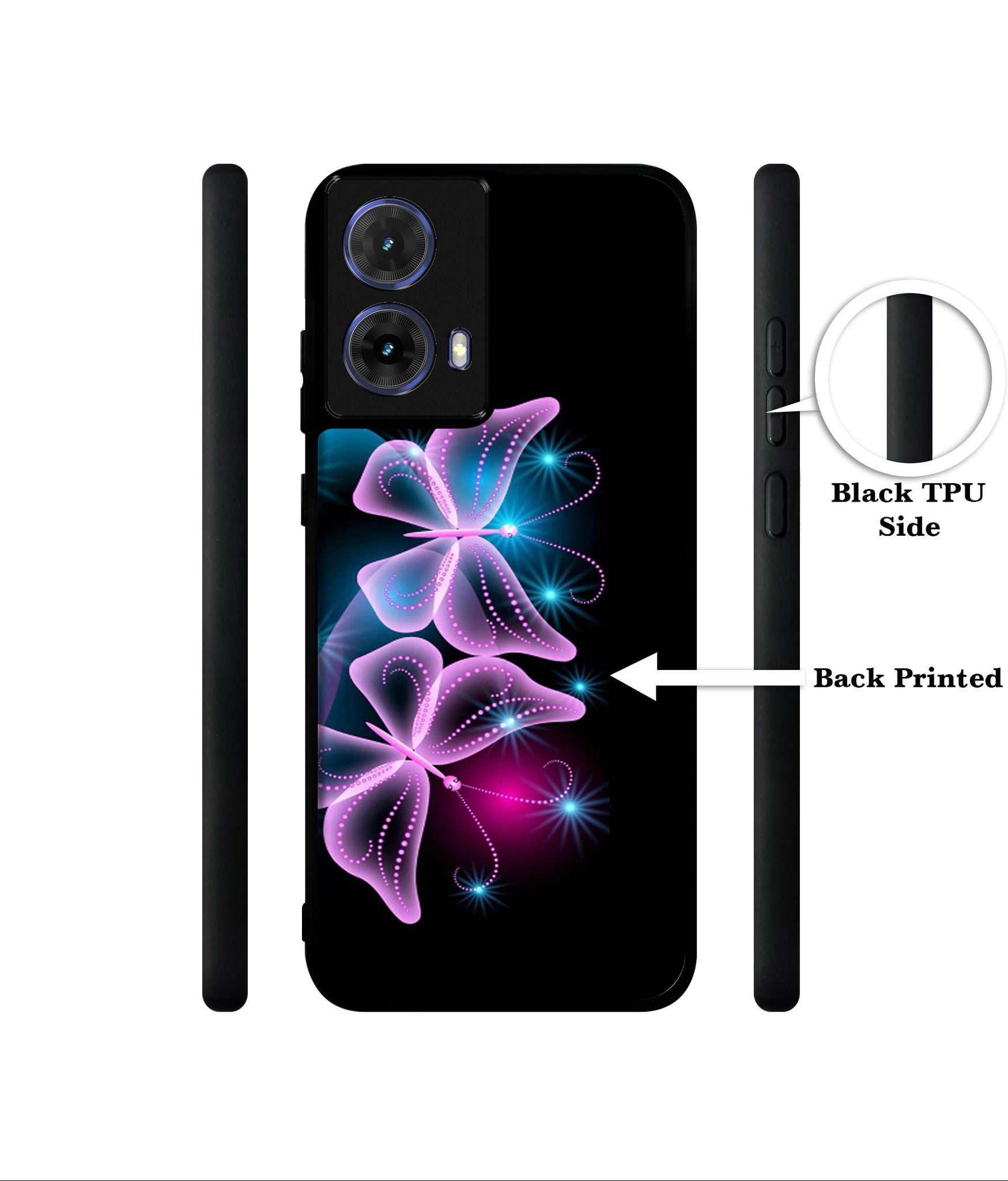 Butterflies Neon Light Designer 2D Printed Back Case Cover for Motorola Moto G85 5G