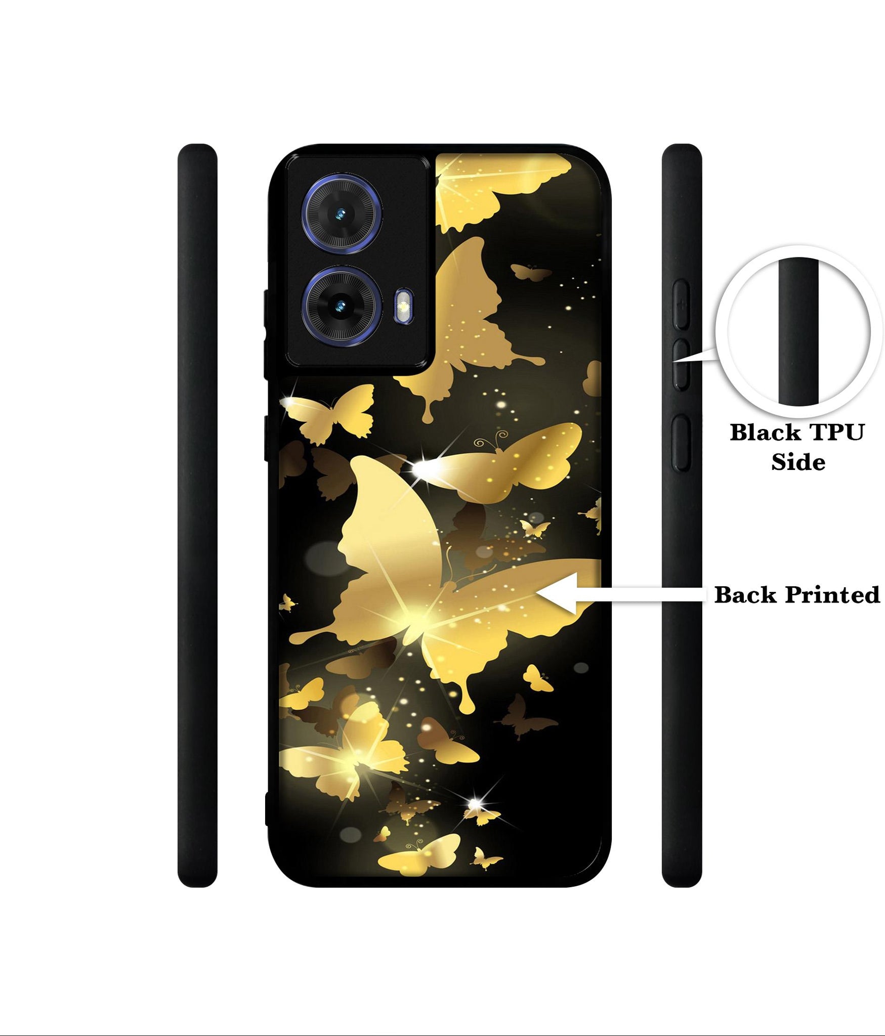 Golden Butterfly Pattern Designer 2D Printed Back Case Cover for Motorola Moto G85 5G
