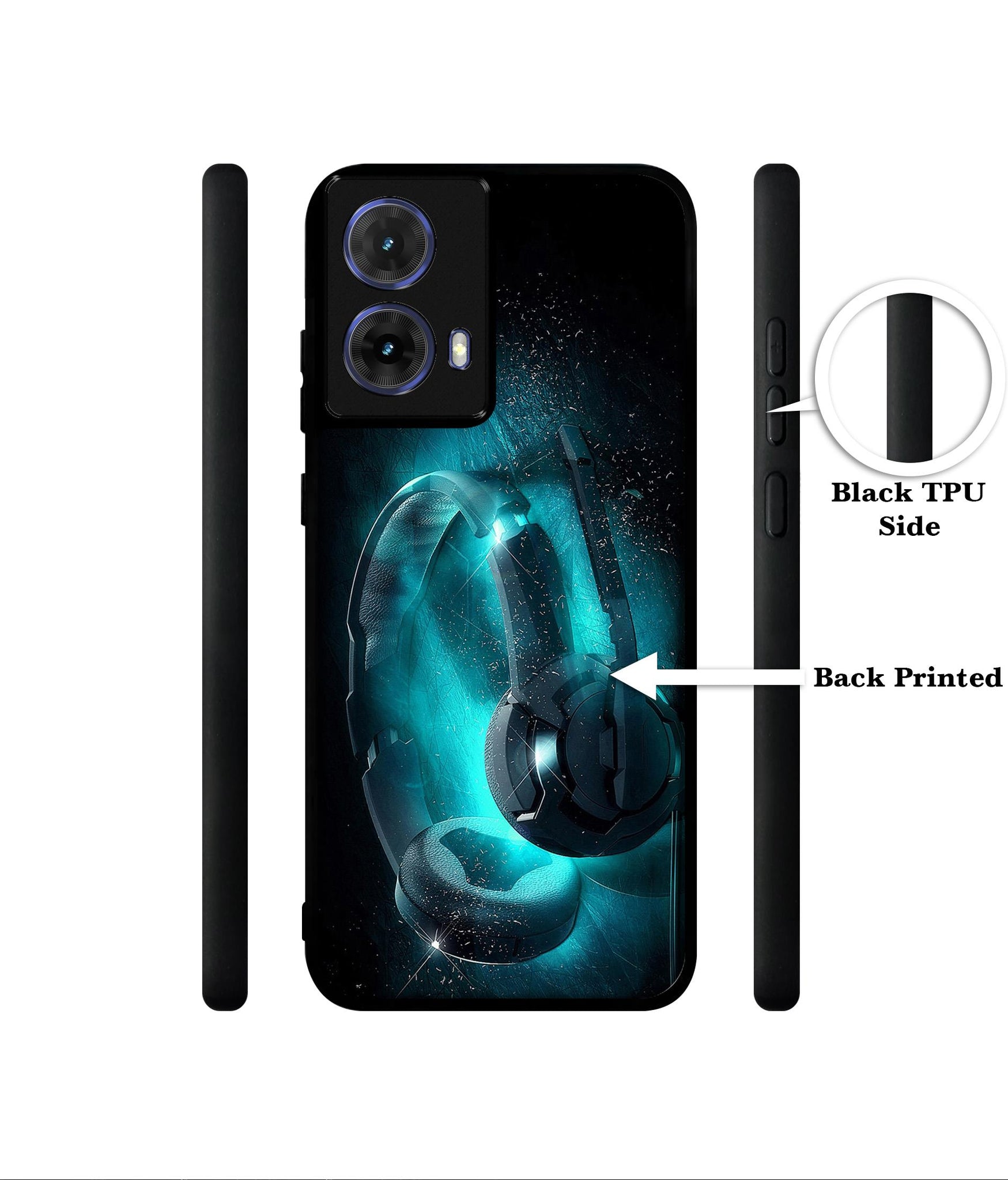 Cool Headphone Designer 2D Printed Back Case Cover for Motorola Moto G85 5G