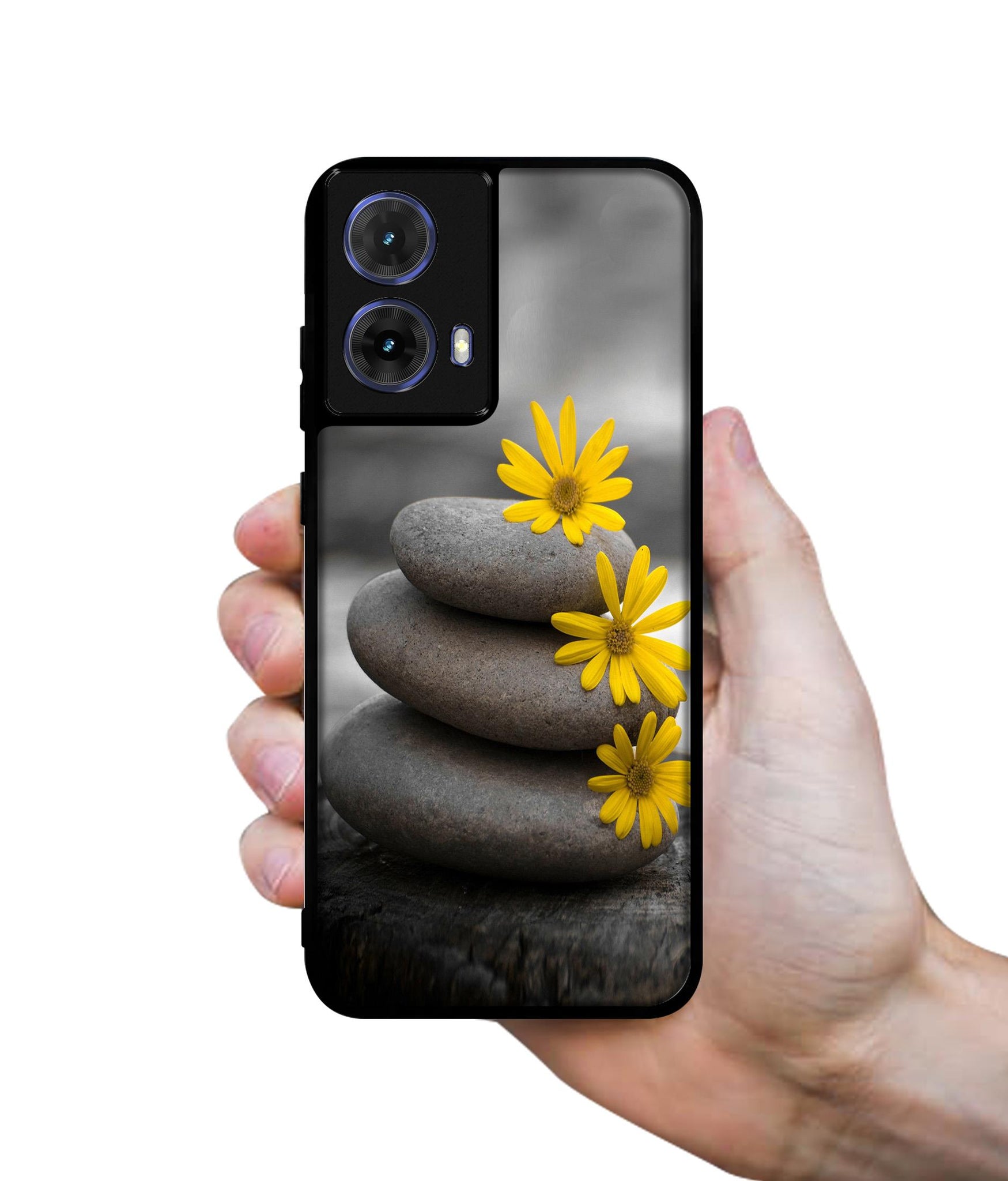 Stones And Flower Designer 2D Printed Back Case Cover for Motorola Moto G85 5G