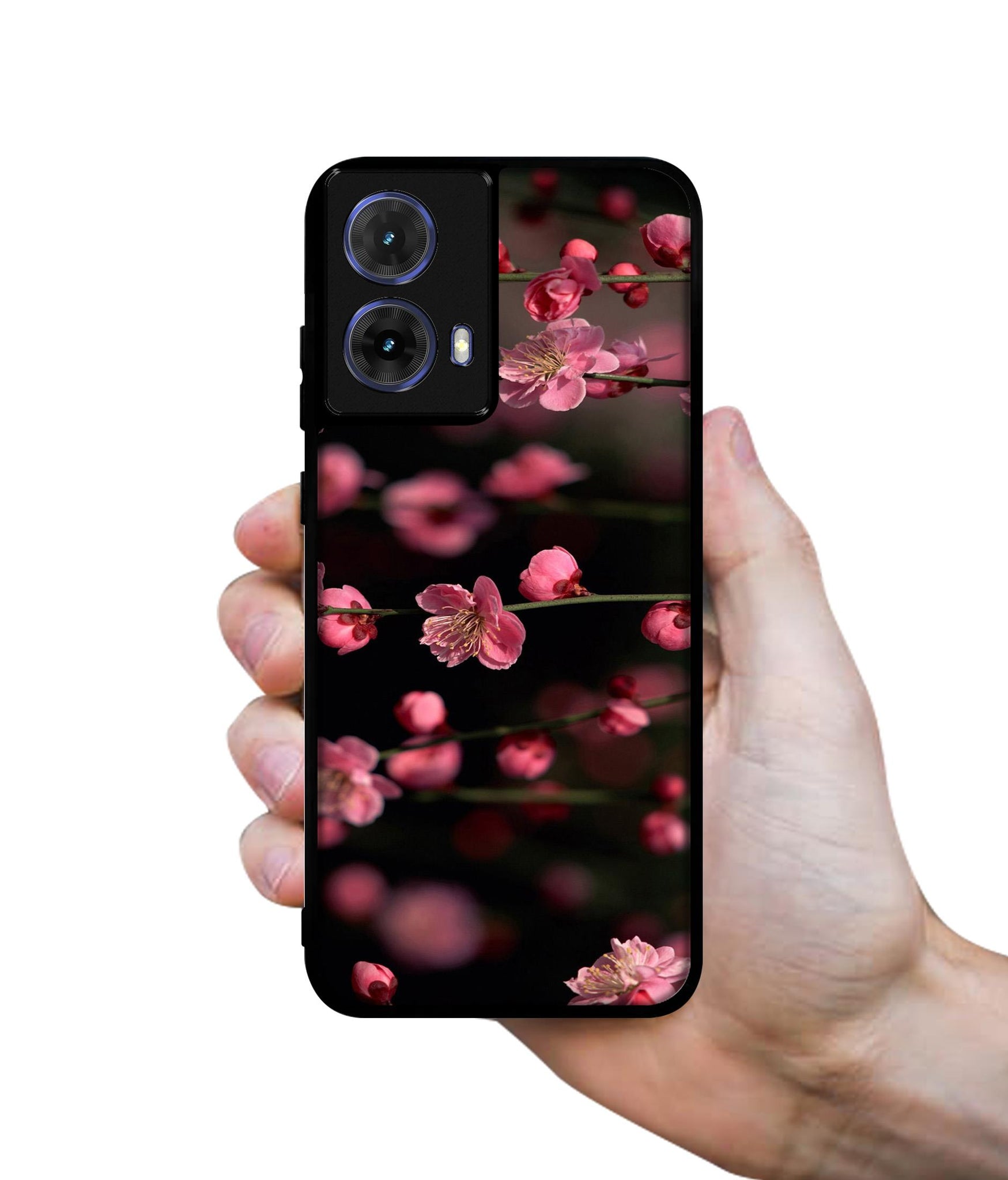 Pink Flowers Designer 2D Printed Back Case Cover for Motorola Moto G85 5G