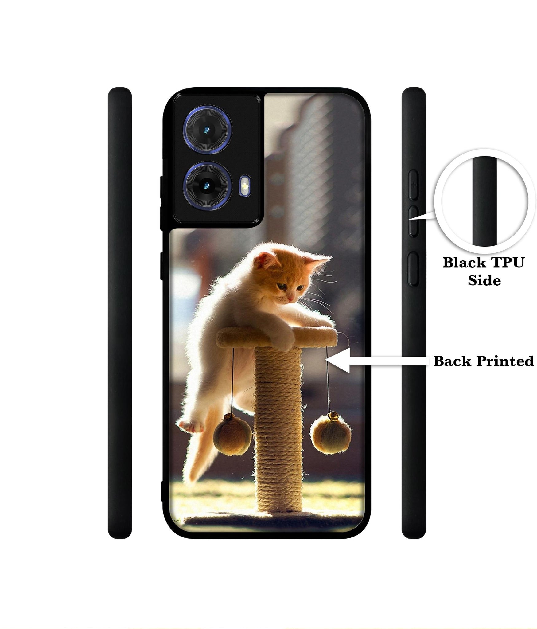 Cat Climbing Designer 2D Printed Back Case Cover for Motorola Moto G85 5G