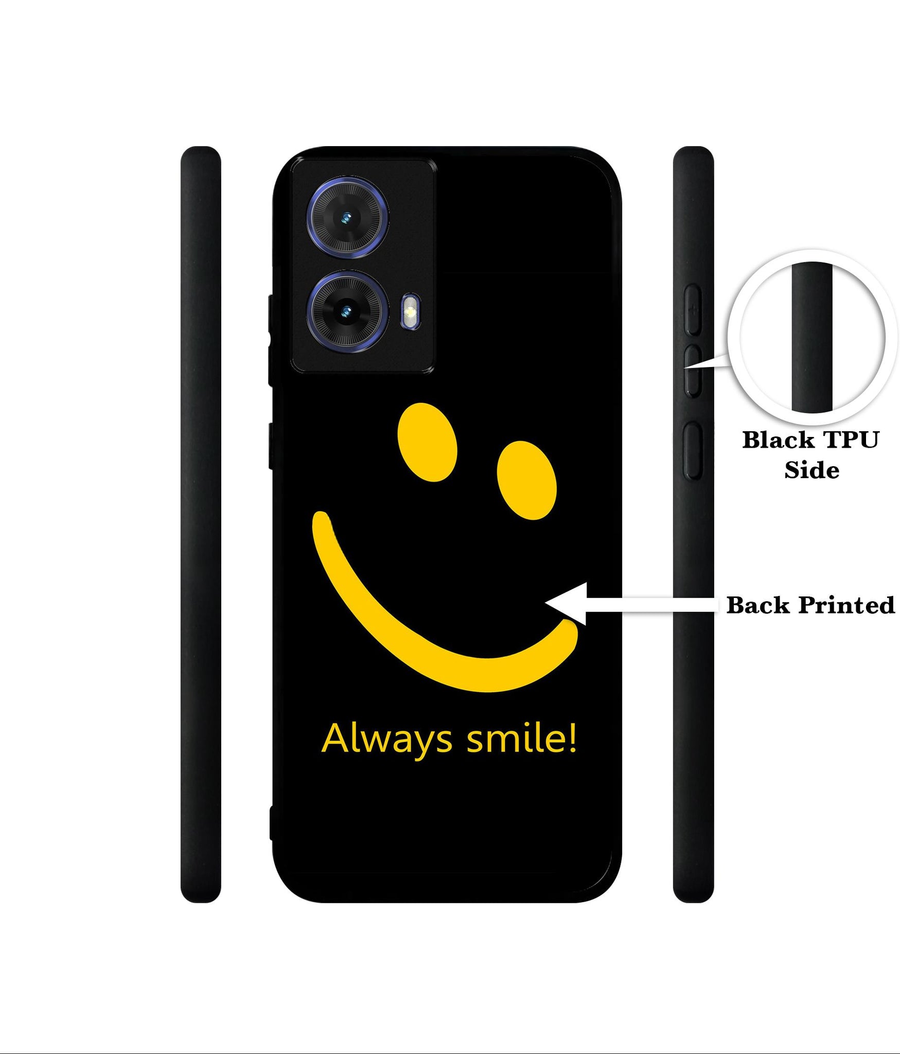 Always Smile Quote Designer 2D Printed Back Case Cover for Motorola Moto G85 5G