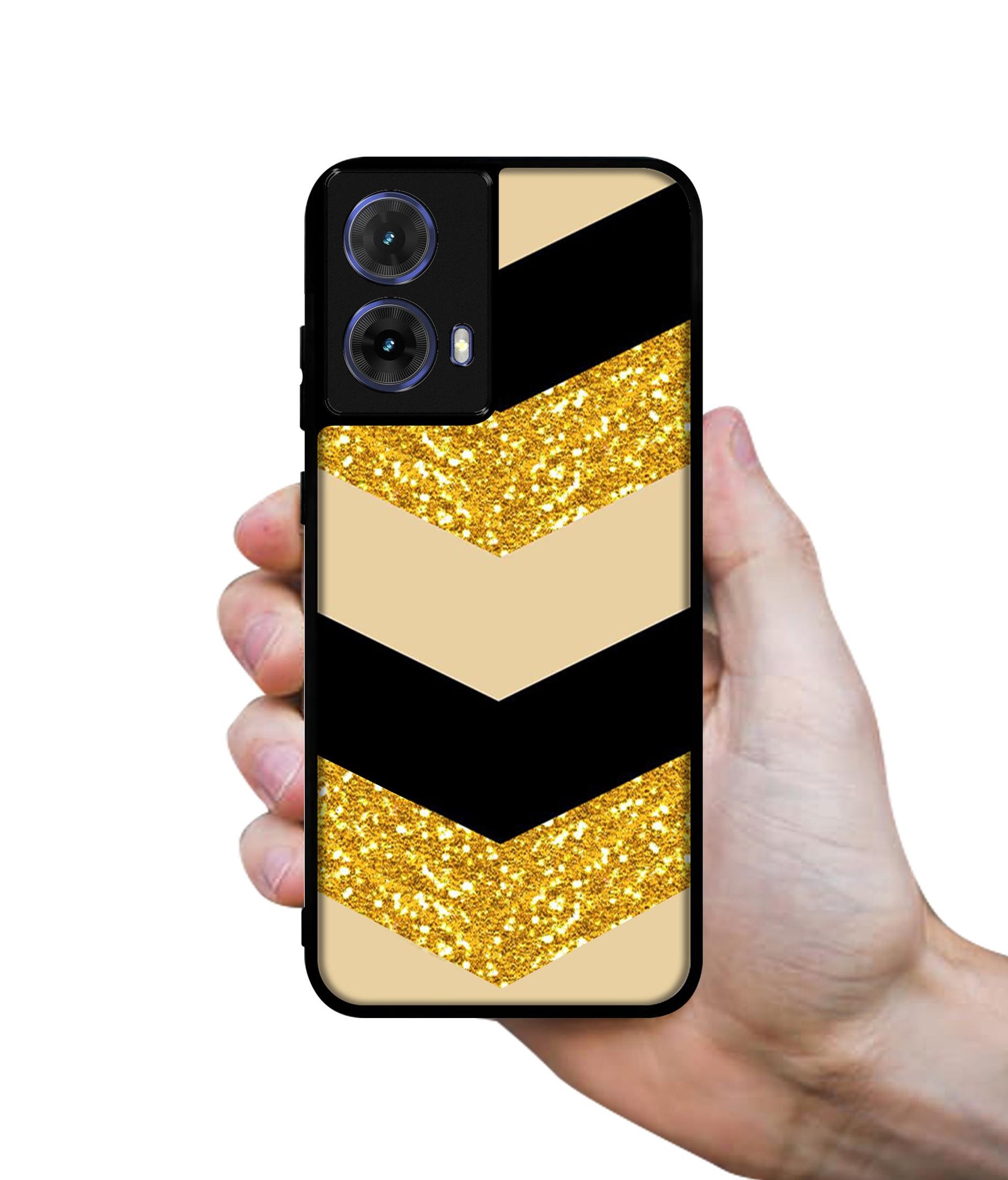 Black & Gold Designer 2D Printed Back Case Cover for Motorola Moto G85 5G