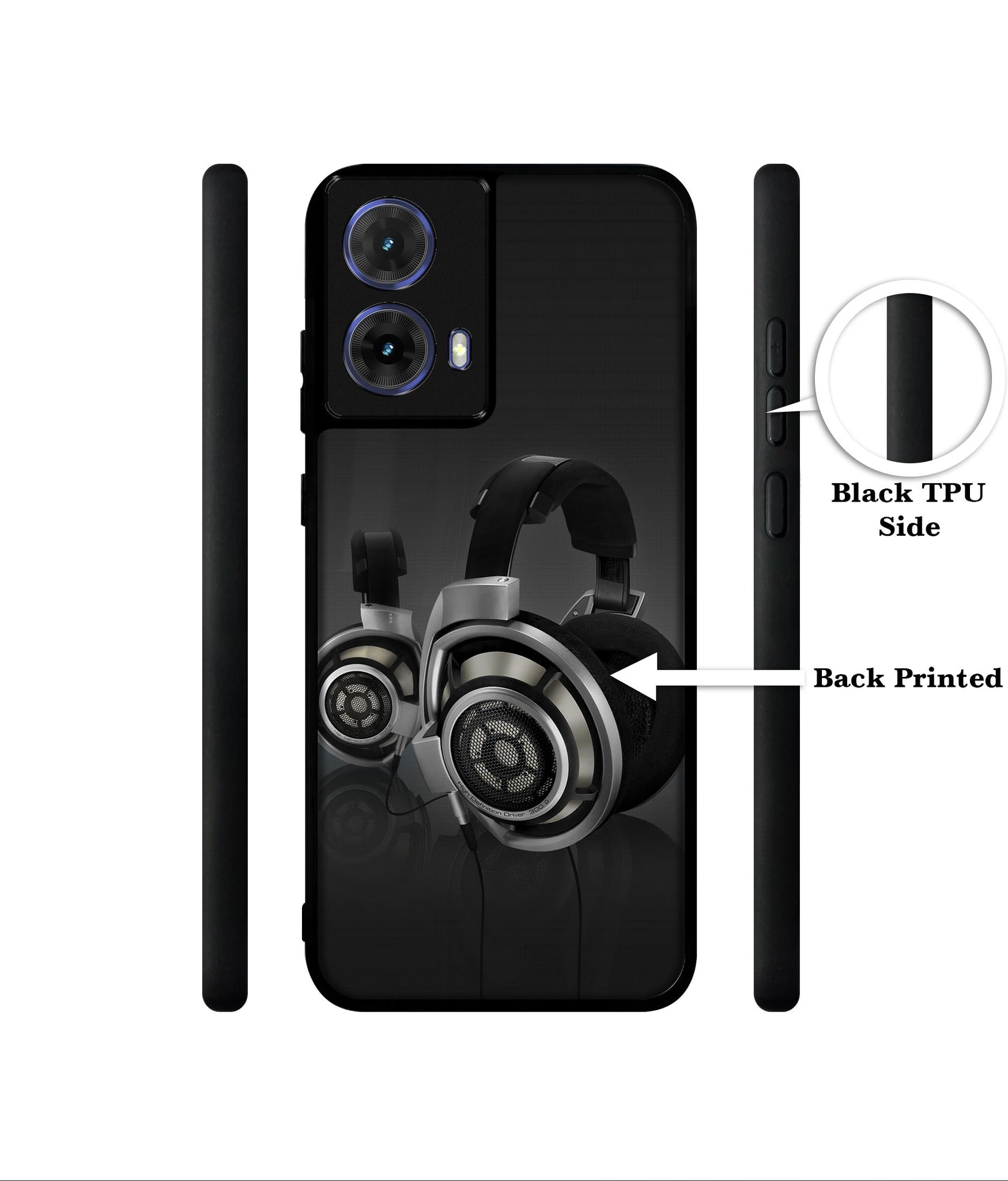 Head Phone Designer 2D Printed Back Case Cover for Motorola Moto G85 5G