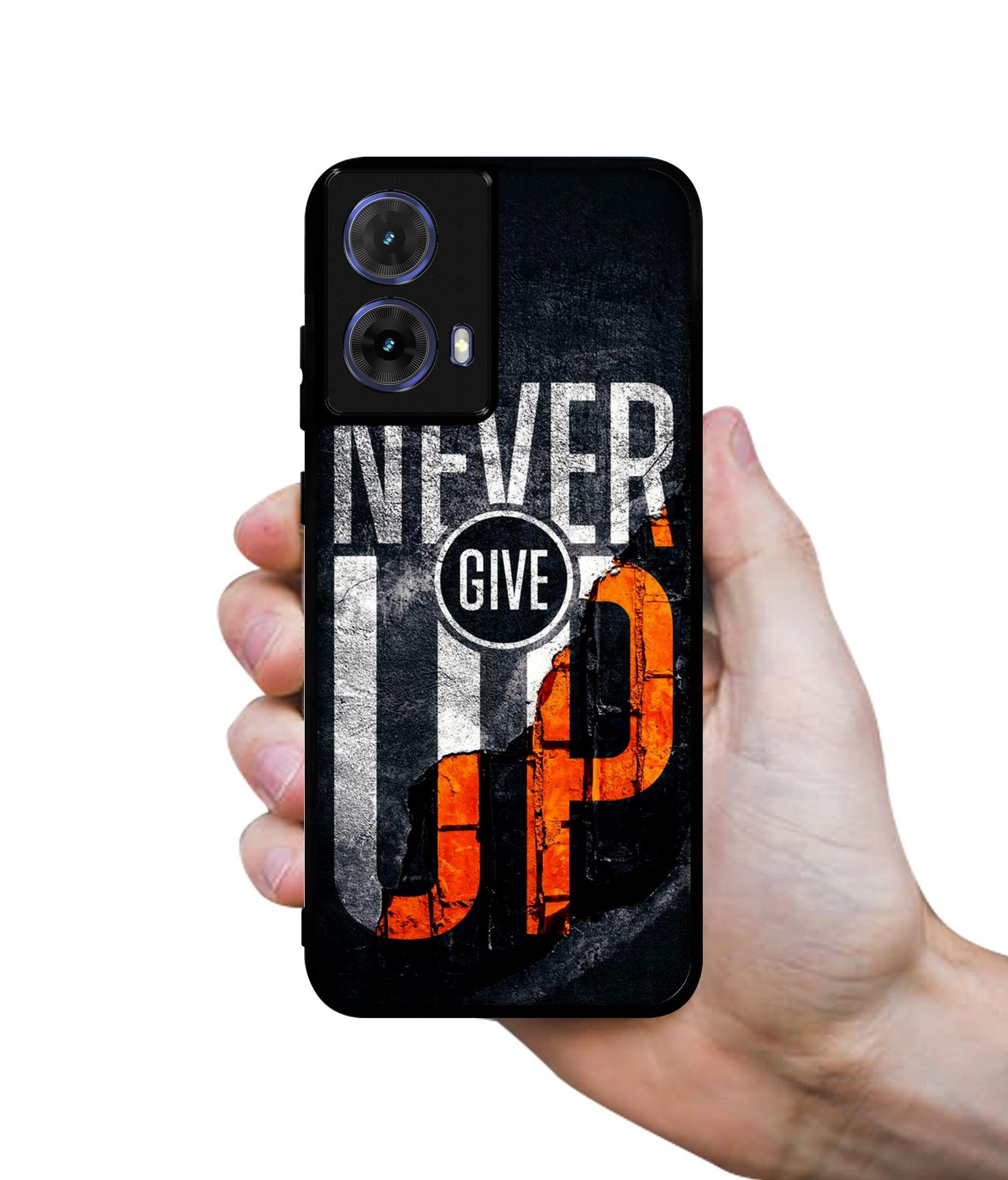 Never Give Up Designer 2D Printed Back Case Cover for Motorola Moto G85 5G