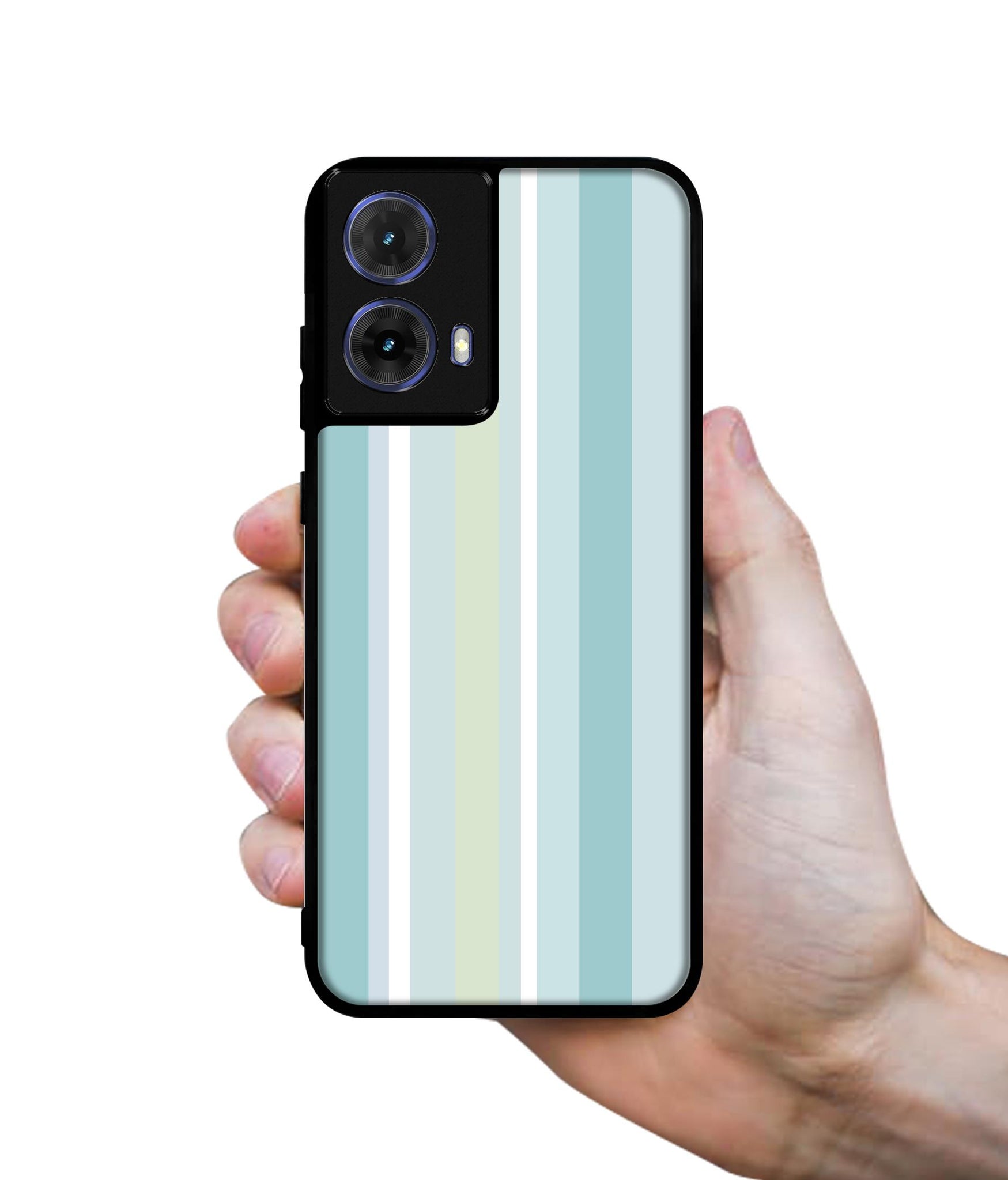 Light Green Stripes Designer 2D Printed Back Case Cover for Motorola Moto G85 5G