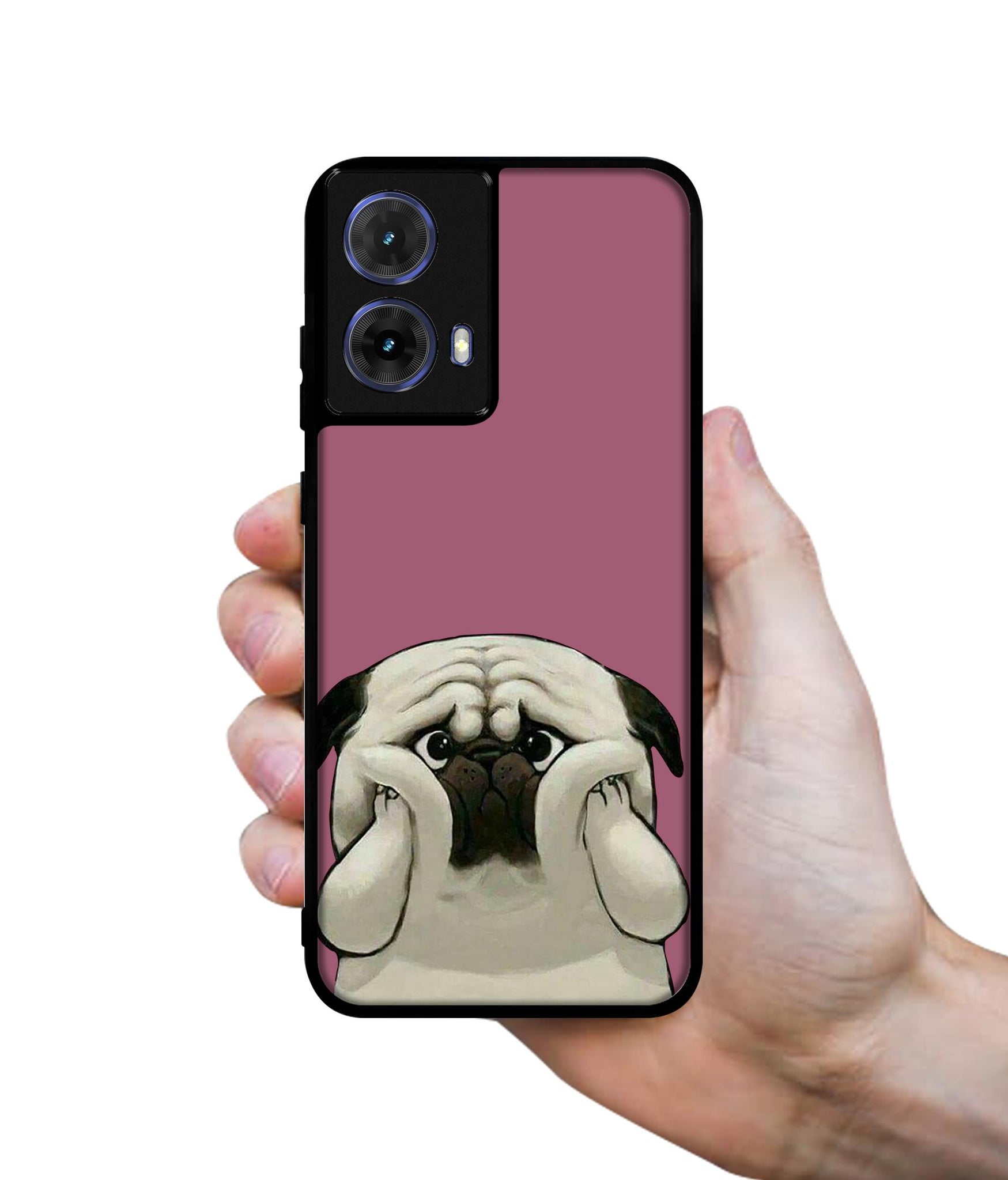Cute Pug Holding Big Cheeks Designer 2D Printed Back Case Cover for Motorola Moto G85 5G