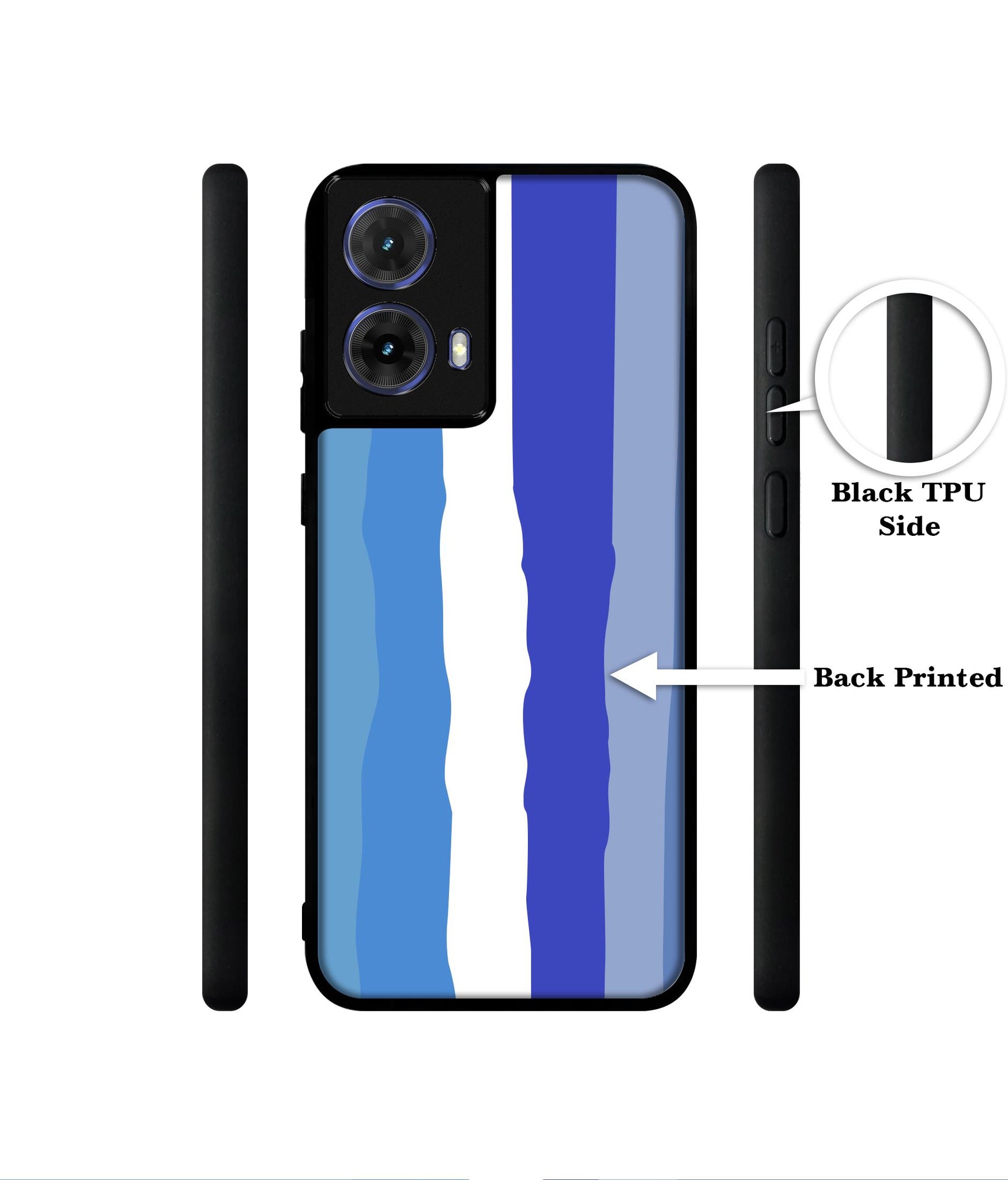 Blue Stripes Rainbow Designer 2D Printed Back Case Cover for Motorola Moto G85 5G