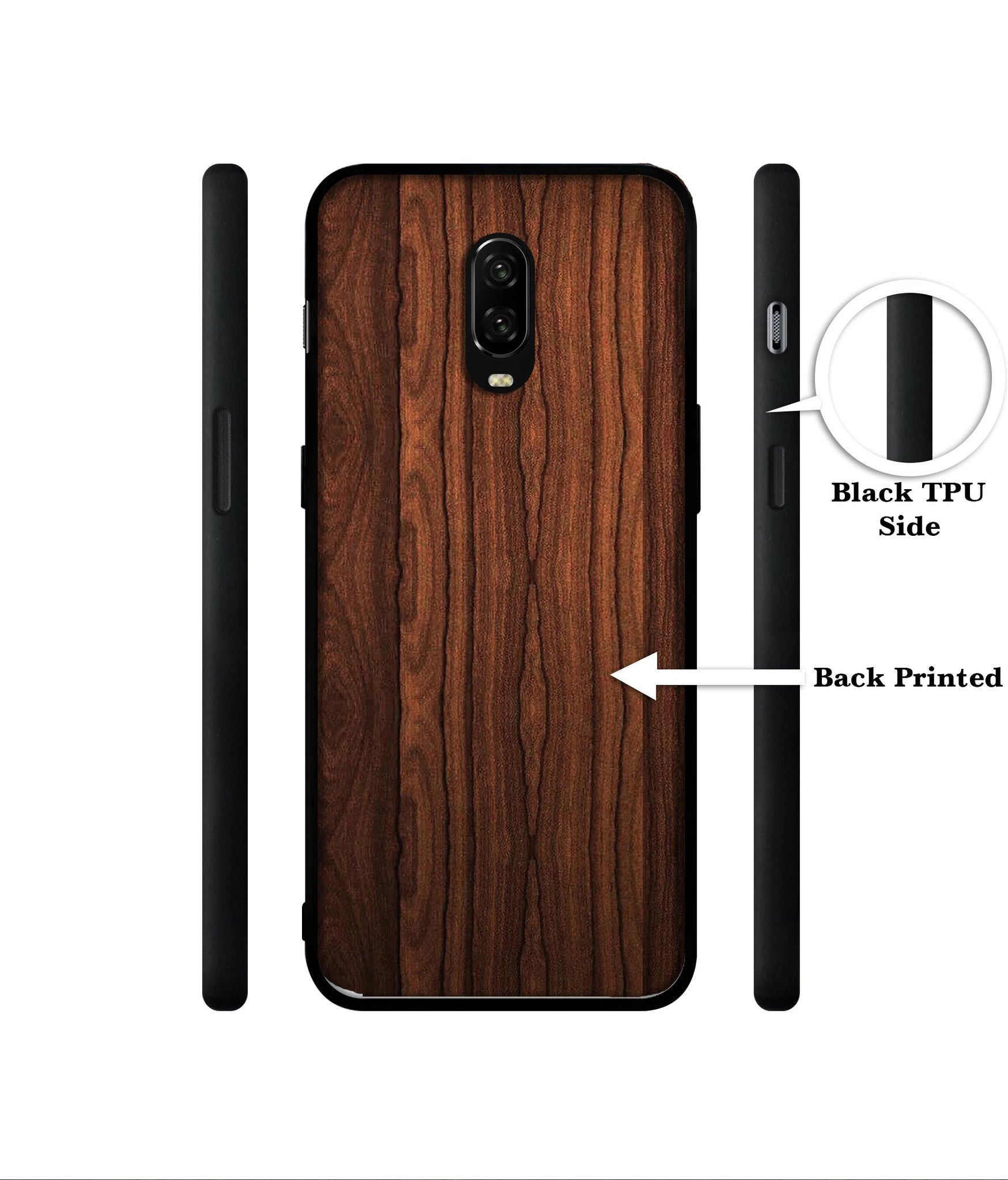 Brown Wooden Texture Designer 2D Printed Back Case Cover for OnePlus 7 4G / 6T 4G
