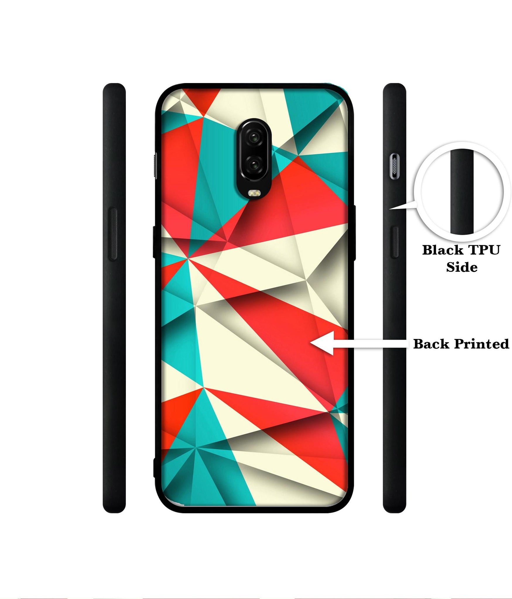 Red Blue White Pattern Designer 2D Printed Back Case Cover for OnePlus 7 4G / 6T 4G