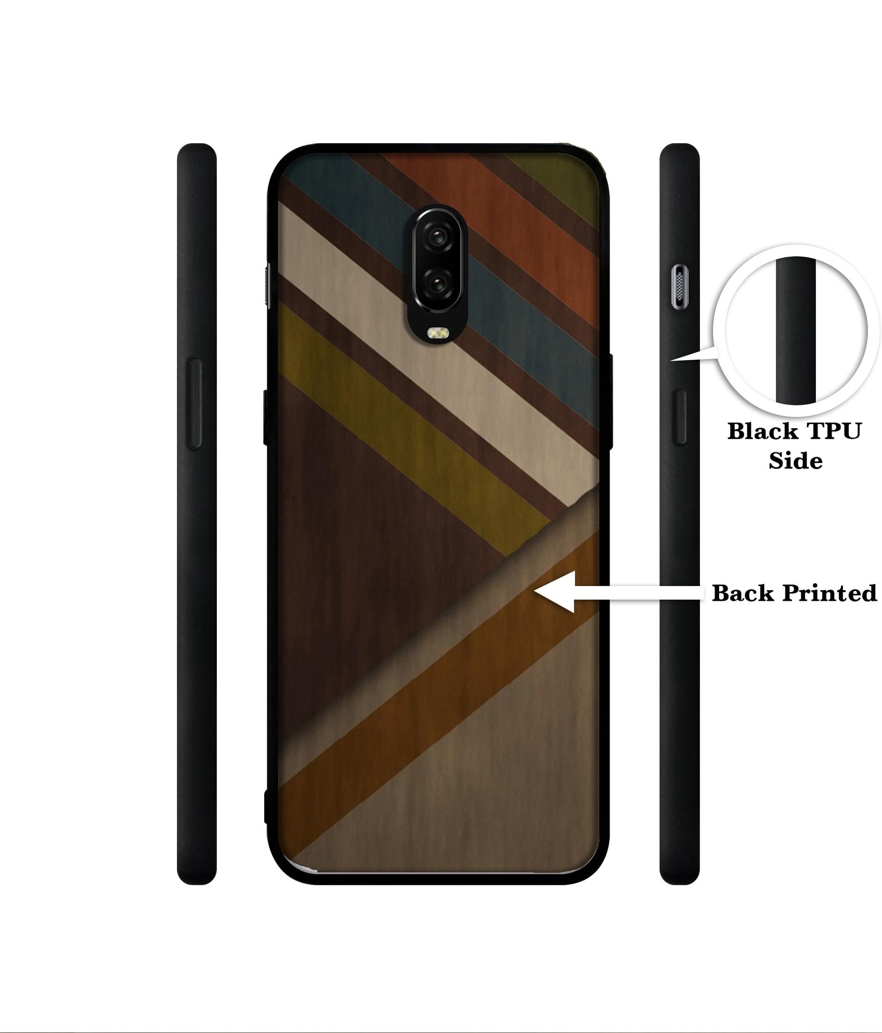 Colorful Wooden Pattern Designer 2D Printed Back Case Cover for OnePlus 7 4G / 6T 4G