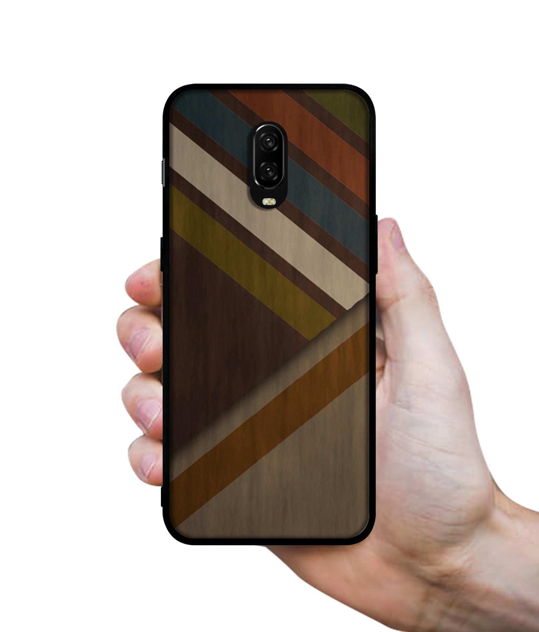 Colorful Wooden Pattern Designer 2D Printed Back Case Cover for OnePlus 7 4G / 6T 4G
