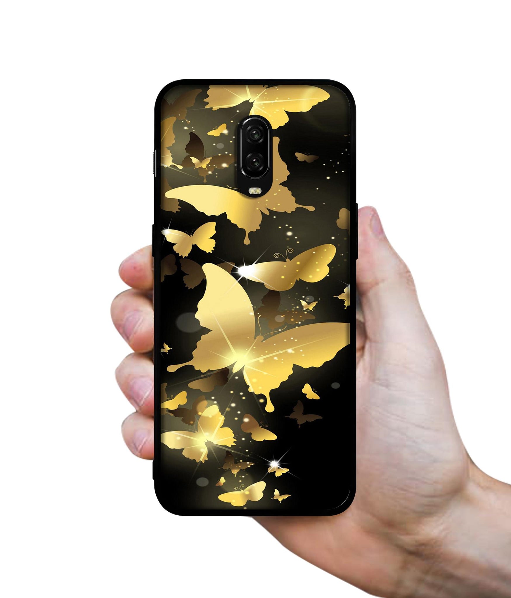 Golden Butterfly Pattern Designer 2D Printed Back Case Cover for OnePlus 7 4G / 6T 4G