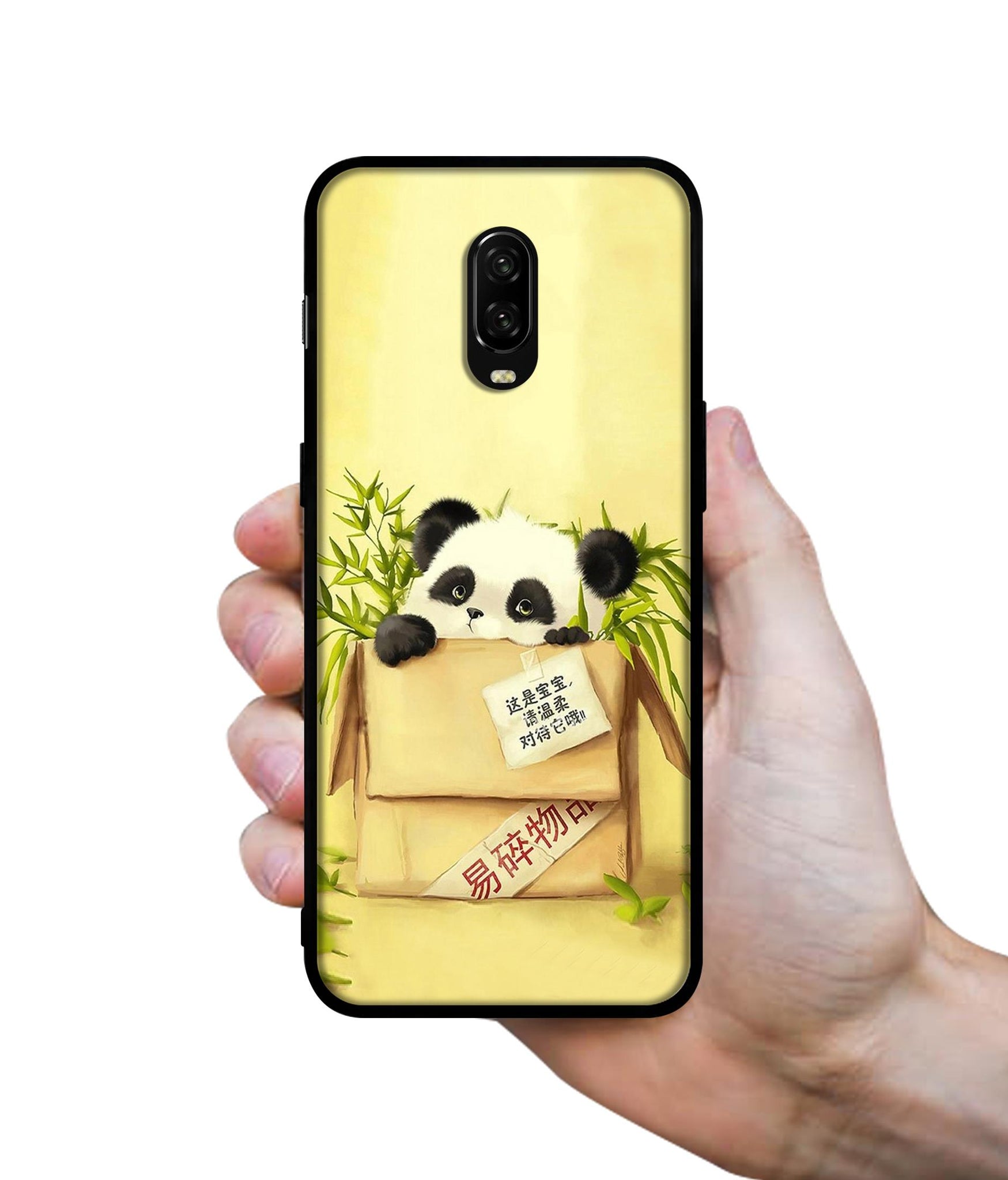 Panda In Box Designer 2D Printed Back Case Cover for OnePlus 7 4G / 6T 4G