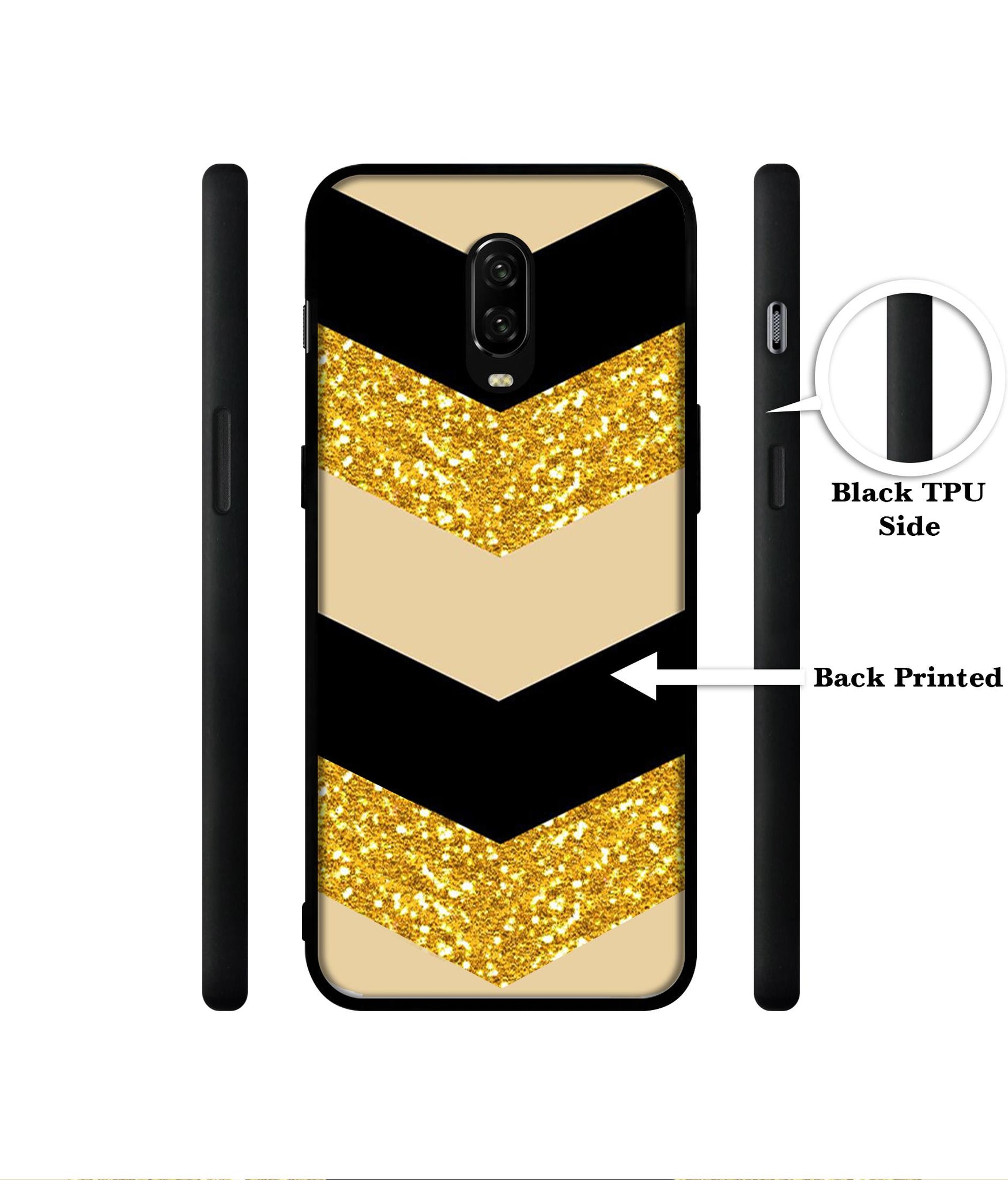 Black & Gold Designer 2D Printed Back Case Cover for OnePlus 7 4G / 6T 4G