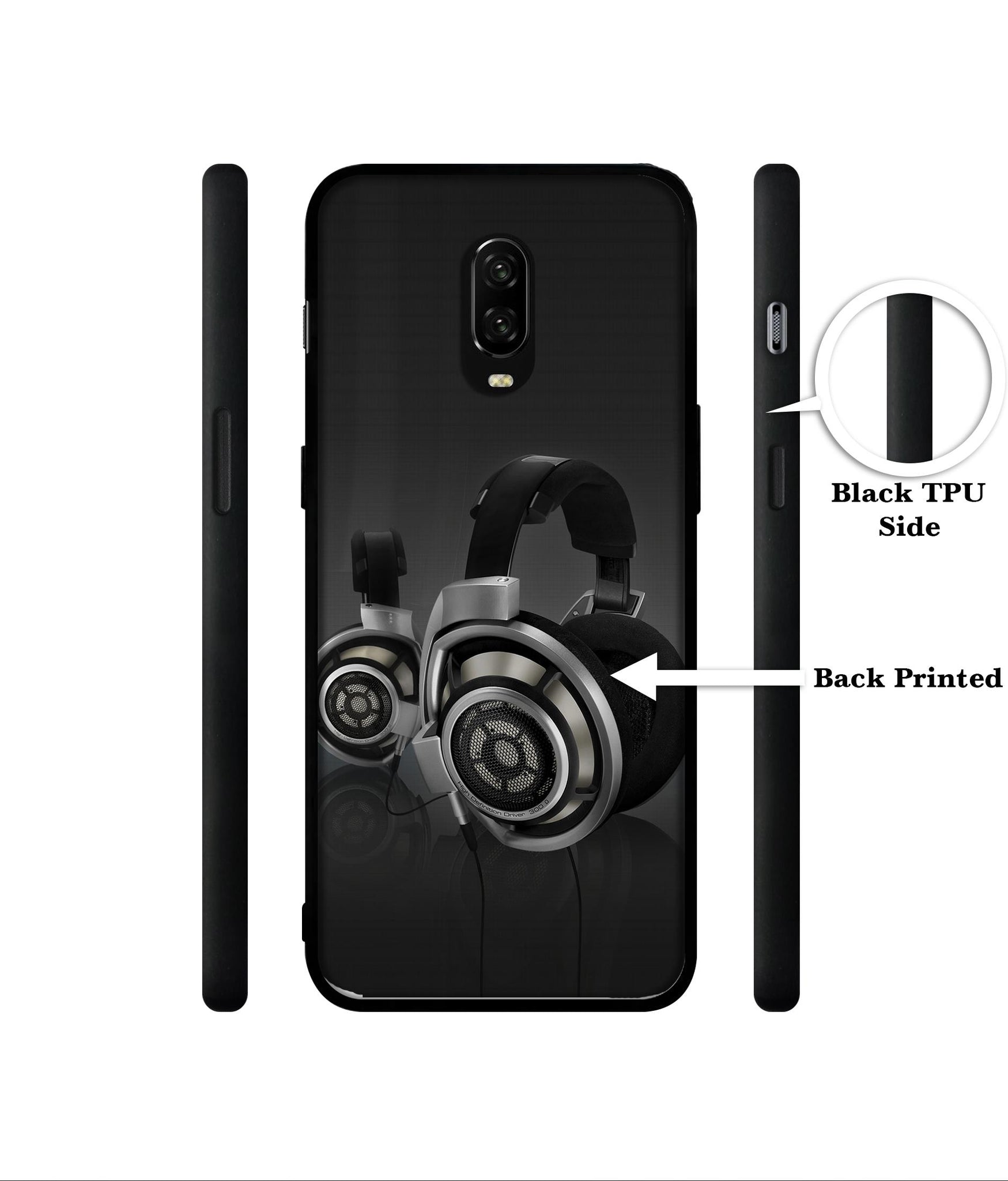 Head Phone Designer 2D Printed Back Case Cover for OnePlus 7 4G / 6T 4G
