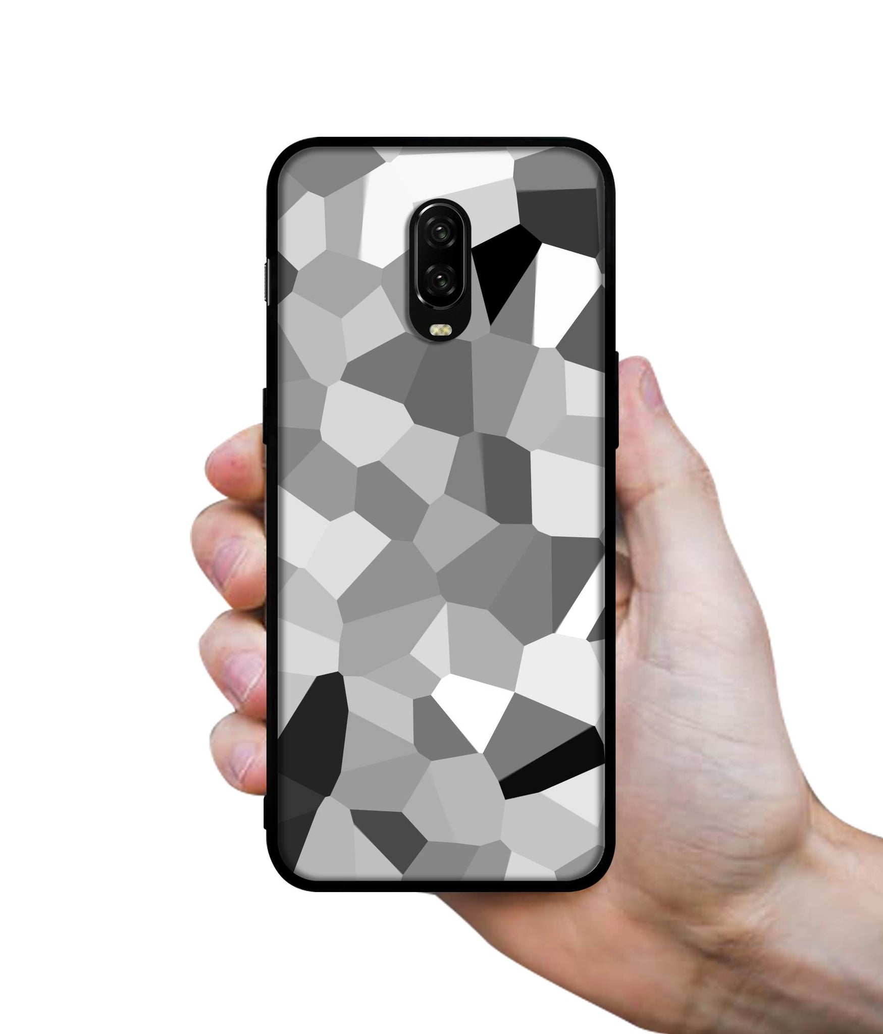 Black & White Mathematical Shape Designer 2D Printed Back Case Cover for OnePlus 7 4G / 6T 4G
