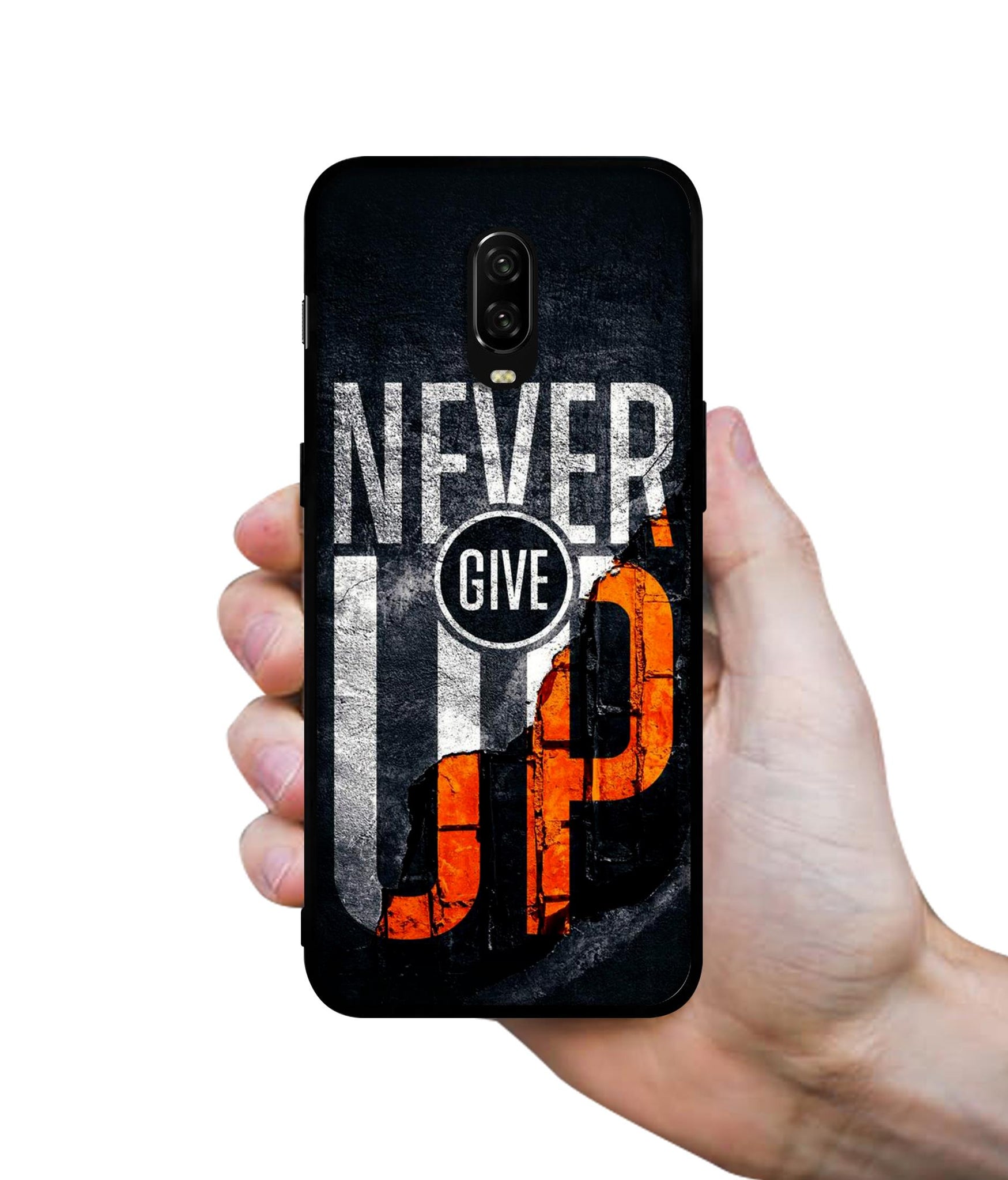 Never Give Up Designer 2D Printed Back Case Cover for OnePlus 7 4G / 6T 4G