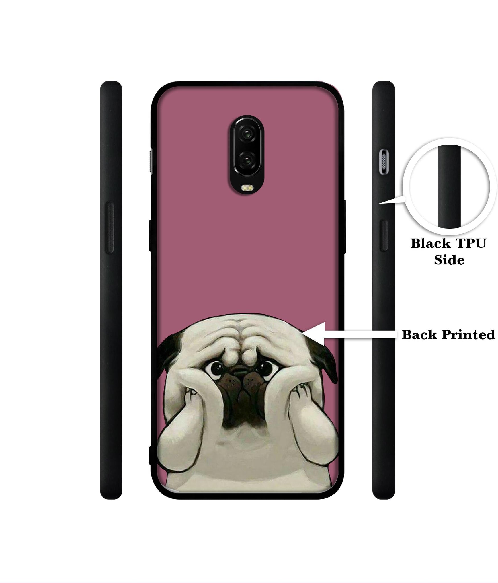 Cute Pug Holding Big Cheeks Designer 2D Printed Back Case Cover for OnePlus 7 4G / 6T 4G