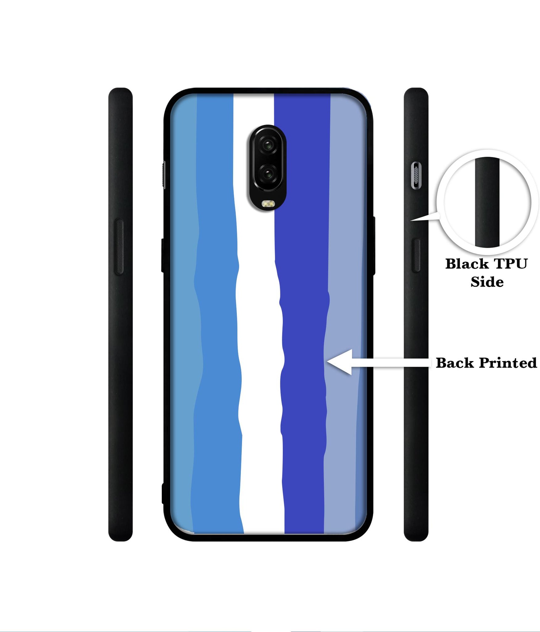 Blue Stripes Rainbow Designer 2D Printed Back Case Cover for OnePlus 7 4G / 6T 4G
