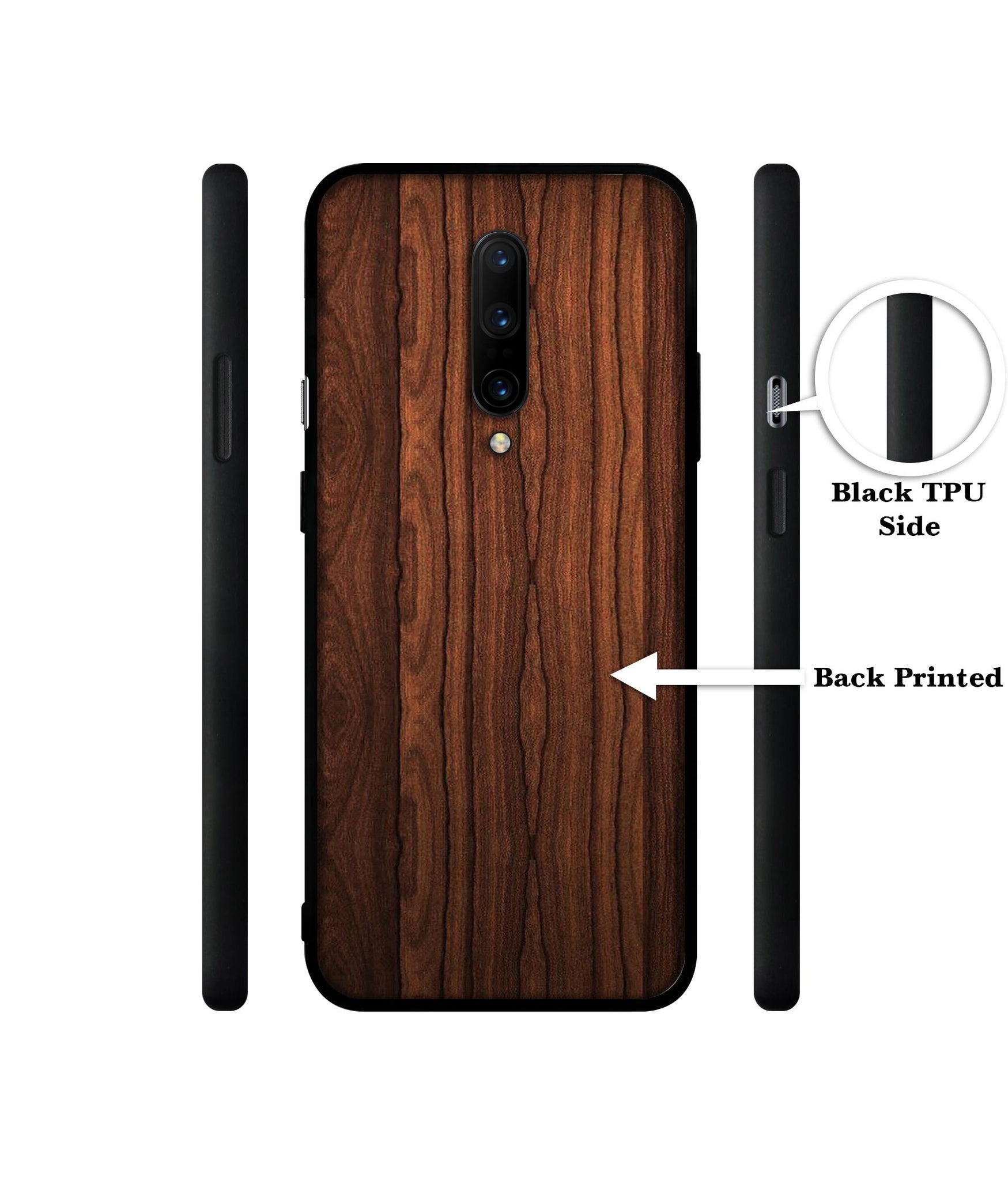 Brown Wooden Texture Designer 2D Printed Back Case Cover for OnePlus 7 Pro 4G