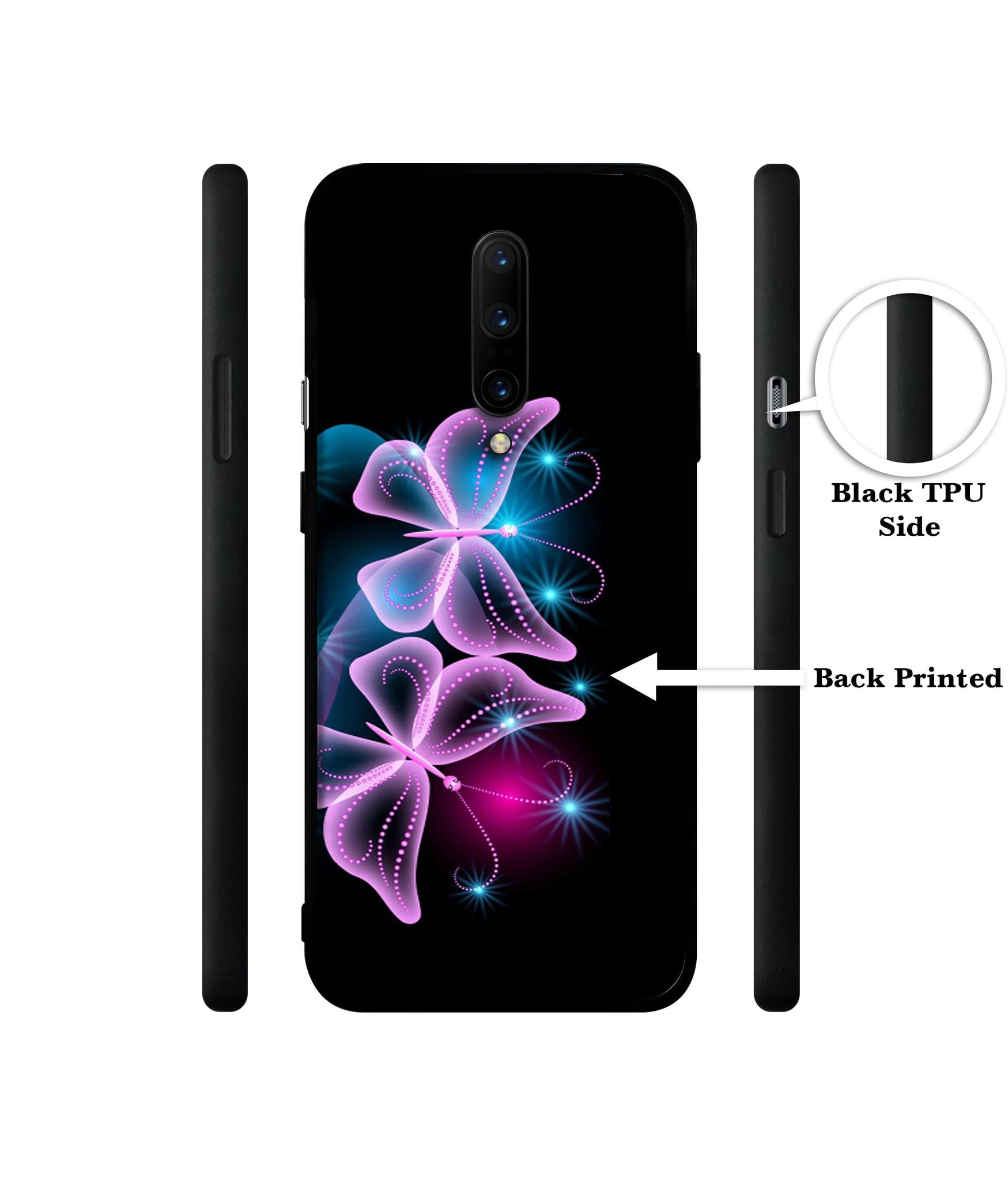 Butterflies Neon Light Designer 2D Printed Back Case Cover for OnePlus 7 Pro 4G