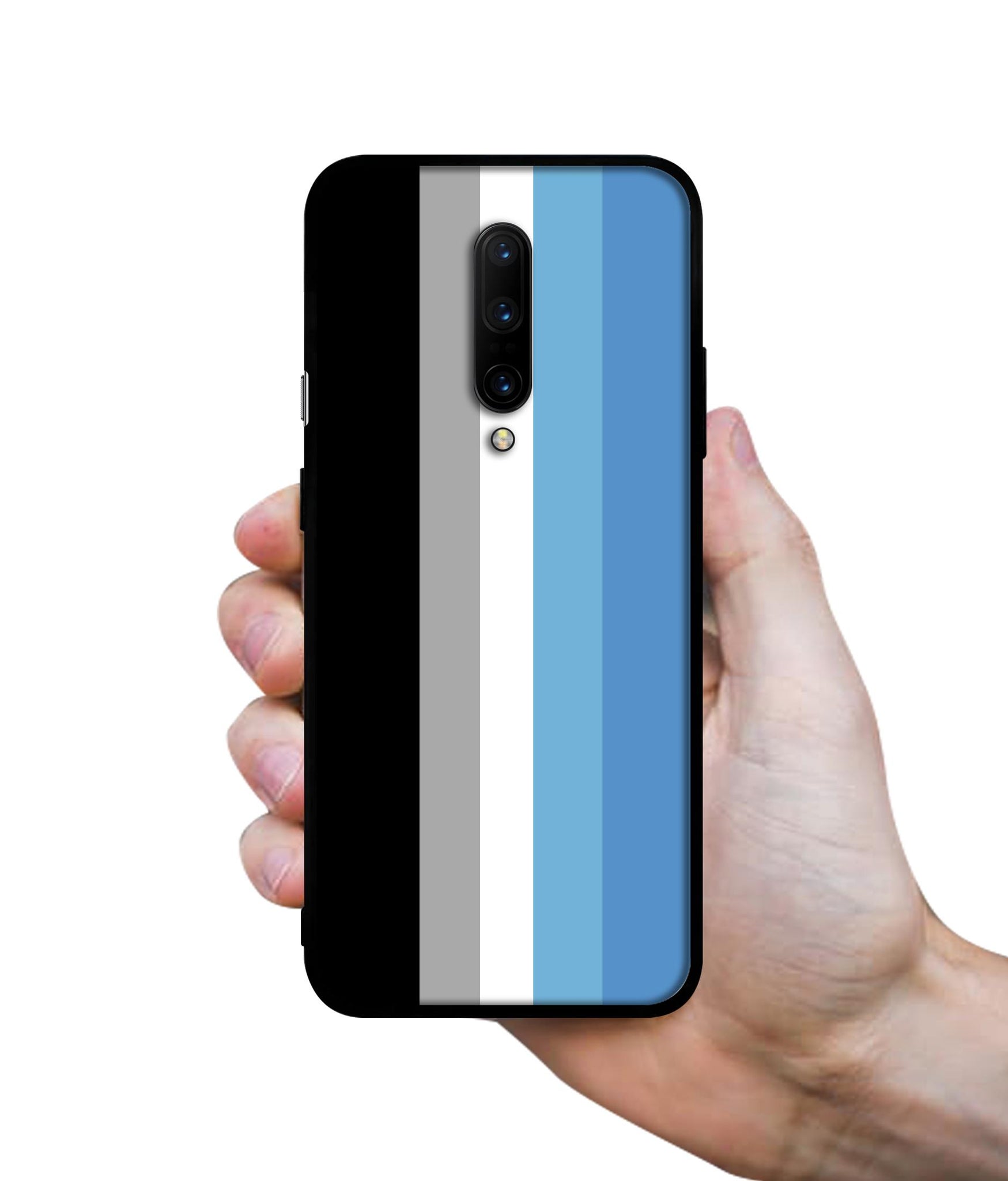 White and Blue Lines Designer 2D Printed Back Case Cover for OnePlus 7 Pro 4G