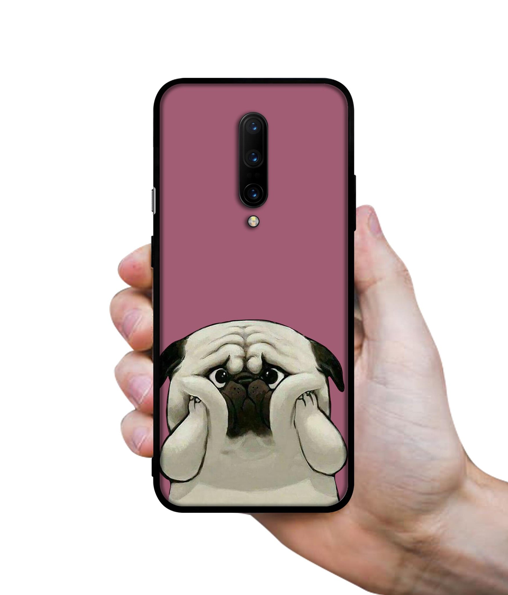 Cute Pug Holding Big Cheeks Designer 2D Printed Back Case Cover for OnePlus 7 Pro 4G