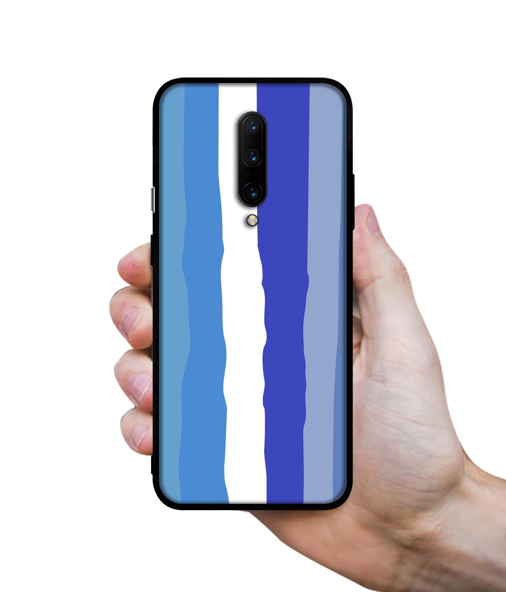 Blue Stripes Rainbow Designer 2D Printed Back Case Cover for OnePlus 7 Pro 4G
